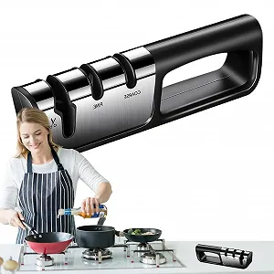 Точило для ножів та ножиць 3-ступінчаста ручна нековзна для ремонту та полірування - Фото 1