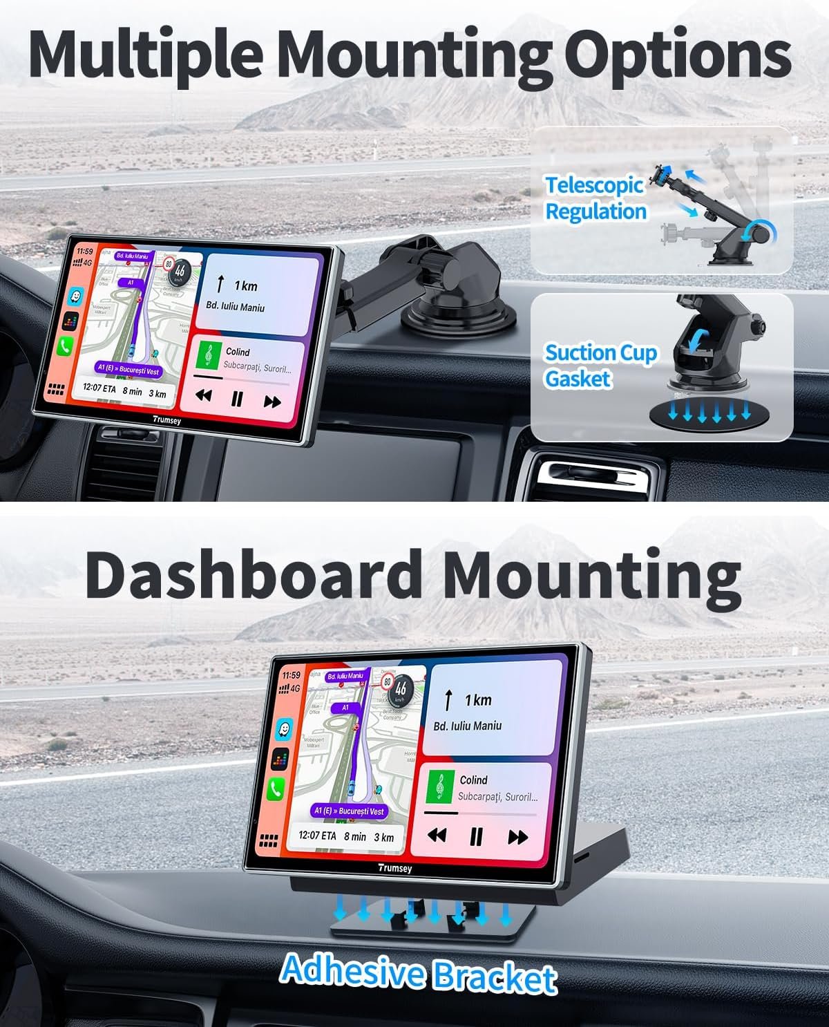  Автомагнітола Trumsey T716 / 7" / Сенсорна / Apple CarPlay / Android Auto / Wi-Fi / GPS / Bluetooth / AUX, фото №3