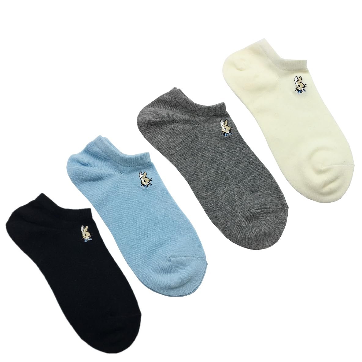 4 пары женских носков с вышивкой кролика, короткие хлопковые носки, фото №1