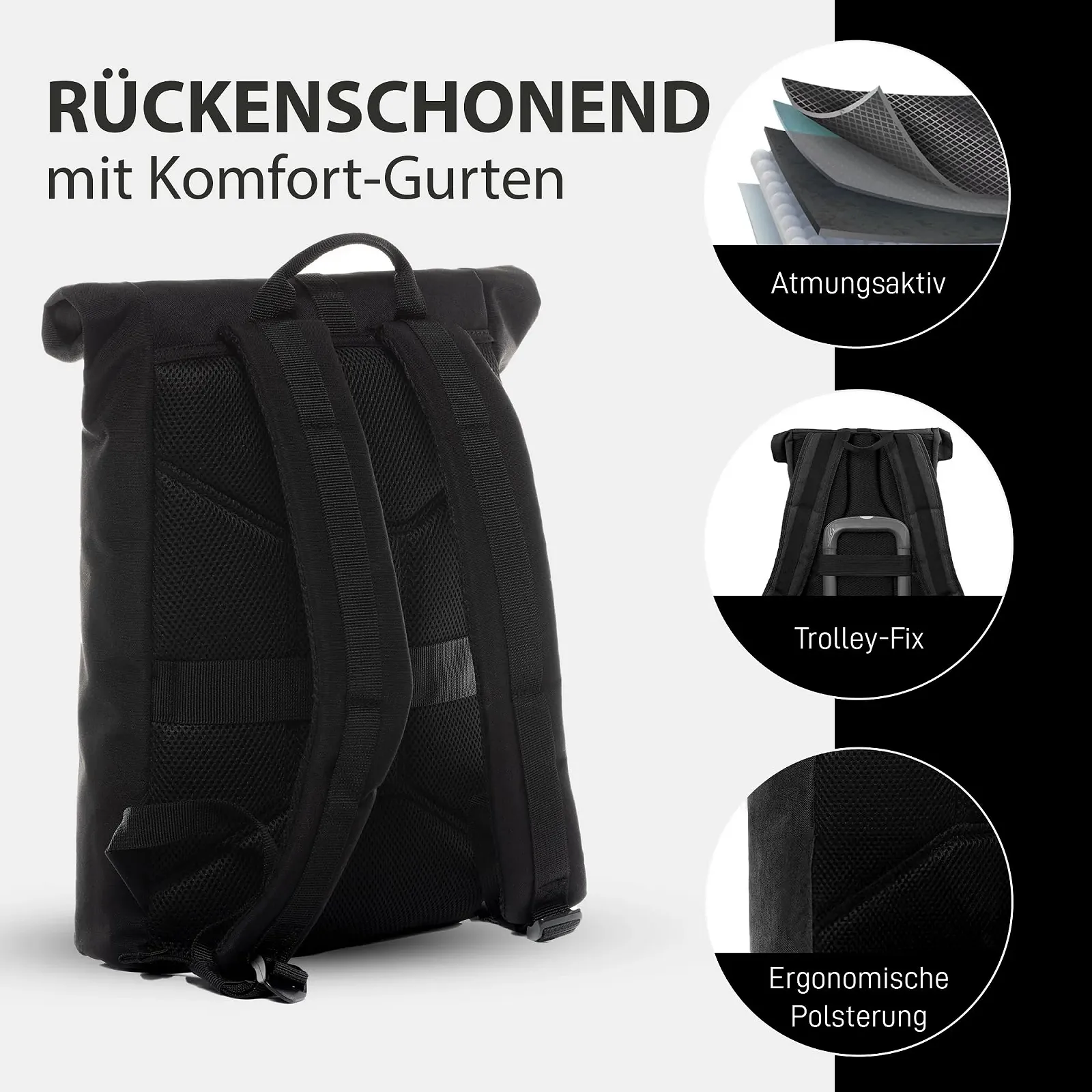 Рюкзак SONS OF ALOHA Alani Roll-Top Slim & Small Daypack 14 дюймів Black, фото №5 Рюкзак SONS OF ALOHA Alani Roll-Top Slim & Small Daypack 14 дюймів Black, фото №5