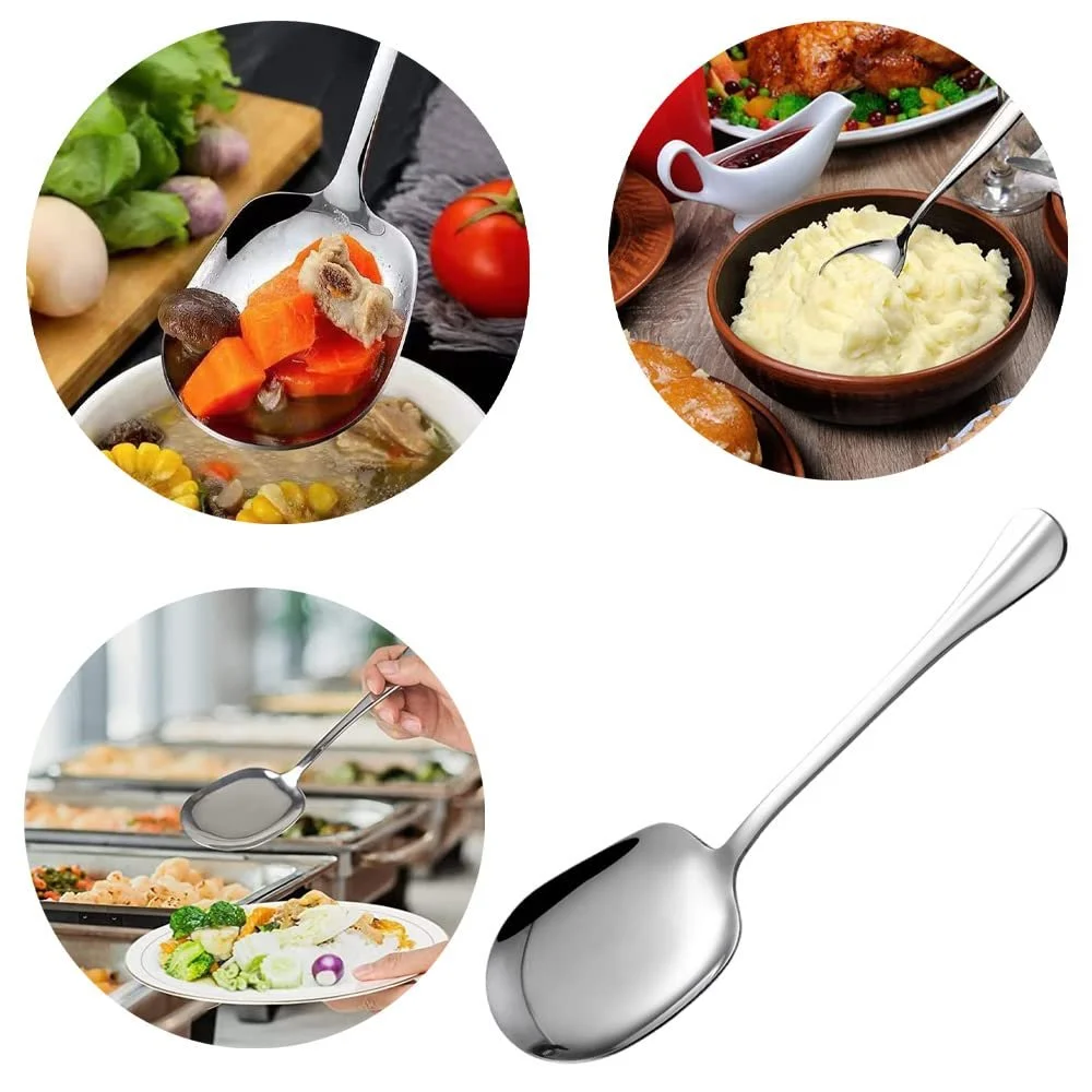 Набір з 2 сервірувальних ложок з нержавіючої сталі, великі сервірувальні, фото №3