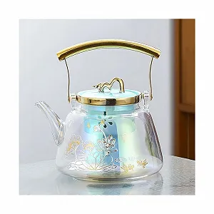 Чайник Стеклянный 1 л Большой Емкости Термостойкий Бытовой Большой Teamamer с Керамическим Фильтром - Фото 1
