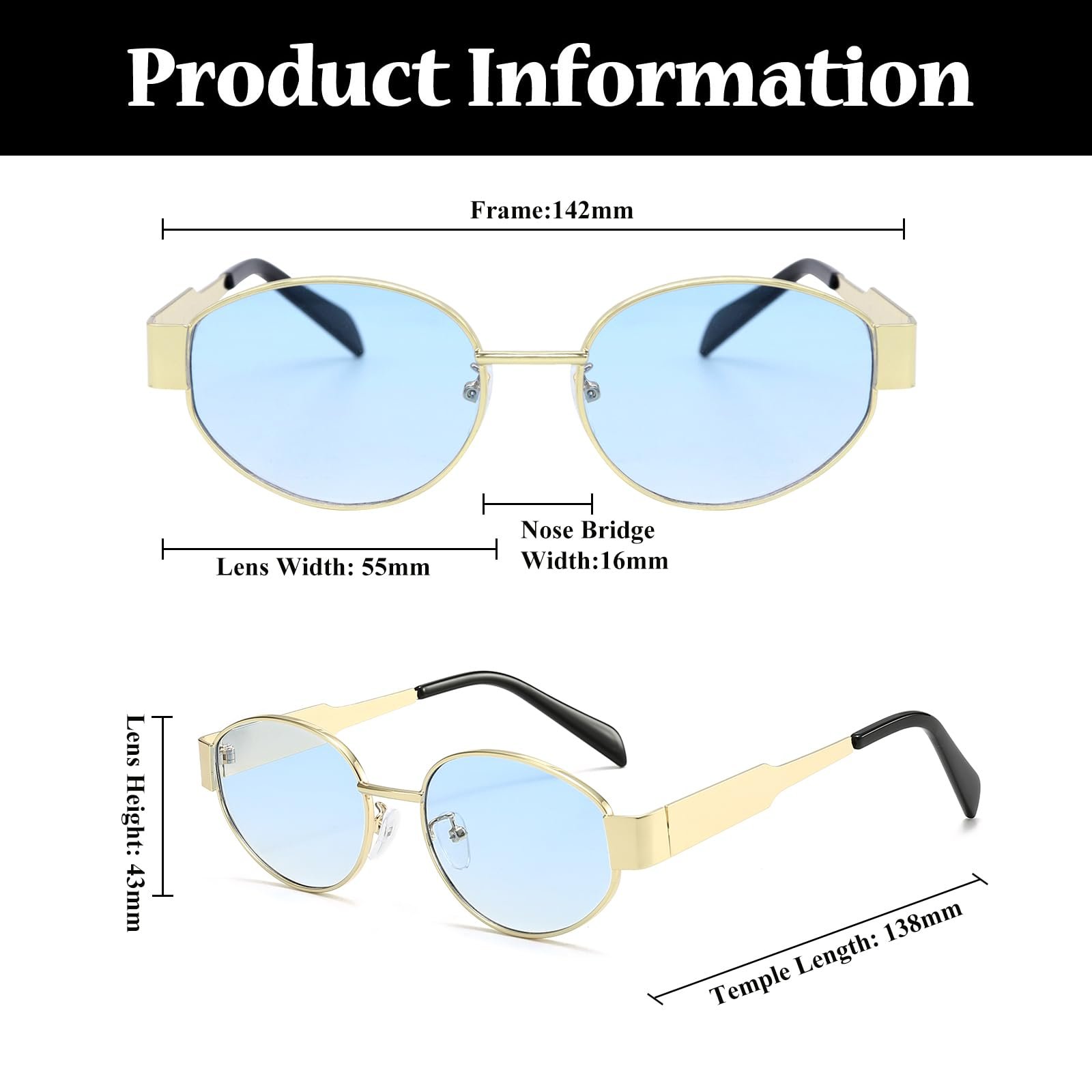 Сонцезахисні окуляри Овальні LJCZKA Ретро Круглі Металева оправа для чоловіків та жінок Класичні Маленькі з UV400 захистом, фото №3
