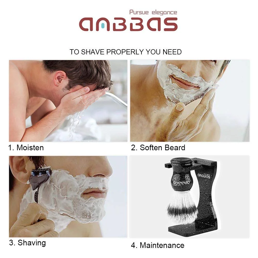Помазок для бритья Anbbas Synthetic Hair с чашей и подставкой, фото №8