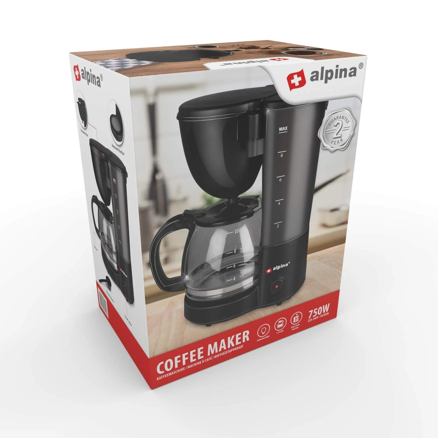 Фильтровая кофеварка ALPINA 750 Watt 1.25 L Black, фото №13