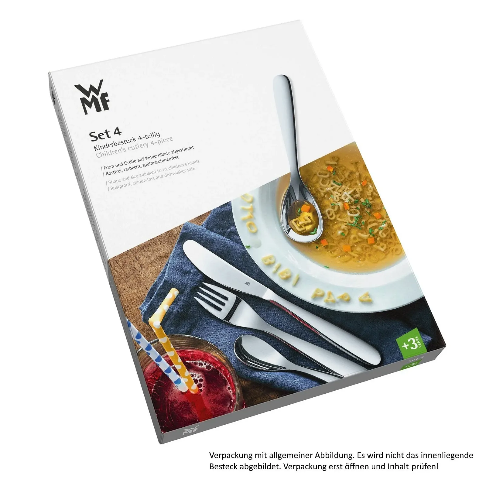 Дитячий набір столових приборів WMF 4 предмети, нержавіюча сталь 18/10, срібний, фото №6 Дитячий набір столових приборів WMF 4 предмети, нержавіюча сталь 18/10, срібний, фото №6