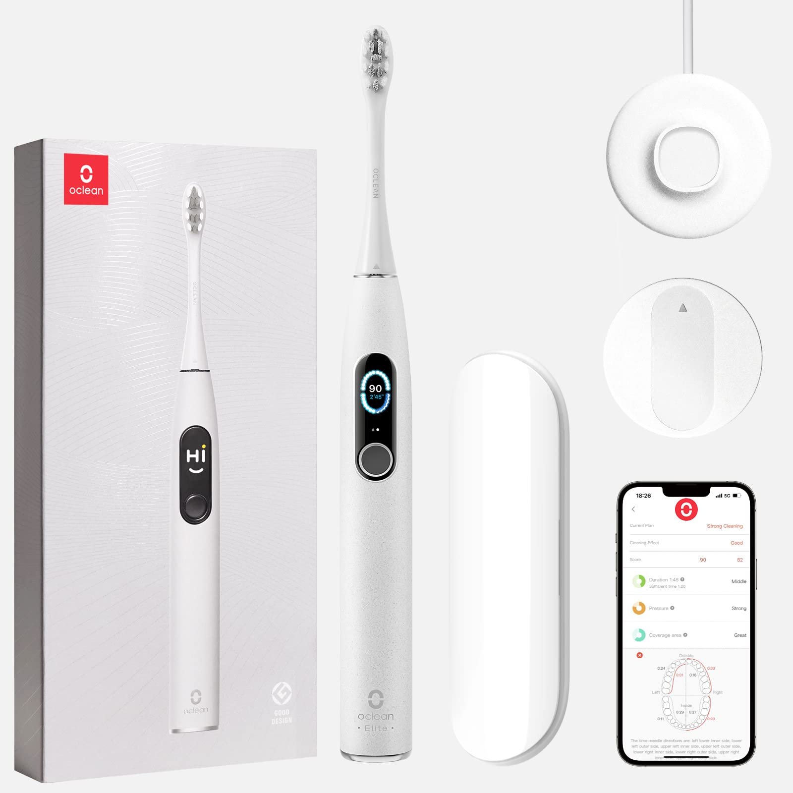 Електрична Зубна Щітка Oclean X Pro Elite Smart Mute Sonic + Oclean BB01 Дорожній Футляр для Електричної Зубної Щітки Сірий, фото №1