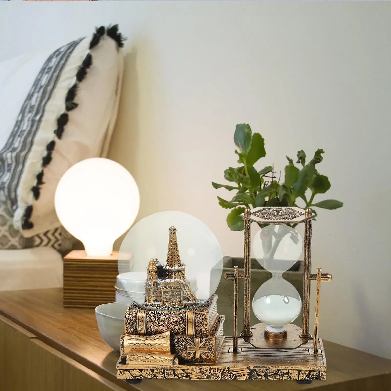 Пісочний годинник VICASKY з кришталевою кулею та музикою, прикраса для столу, смола, вінтажний стиль, фото №3