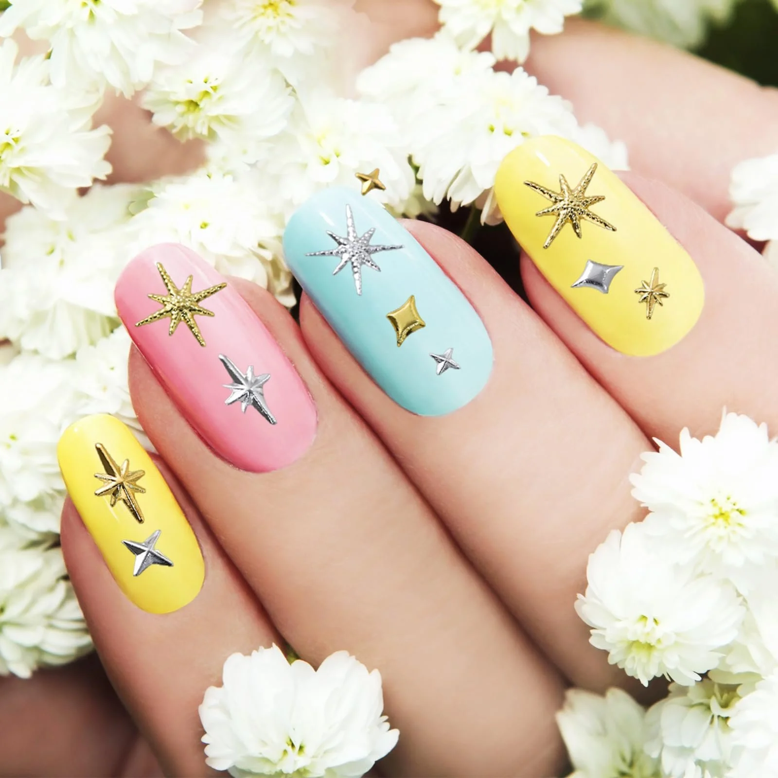 Прикраси для нігтів, 2 коробки золотих зірок, фото №6