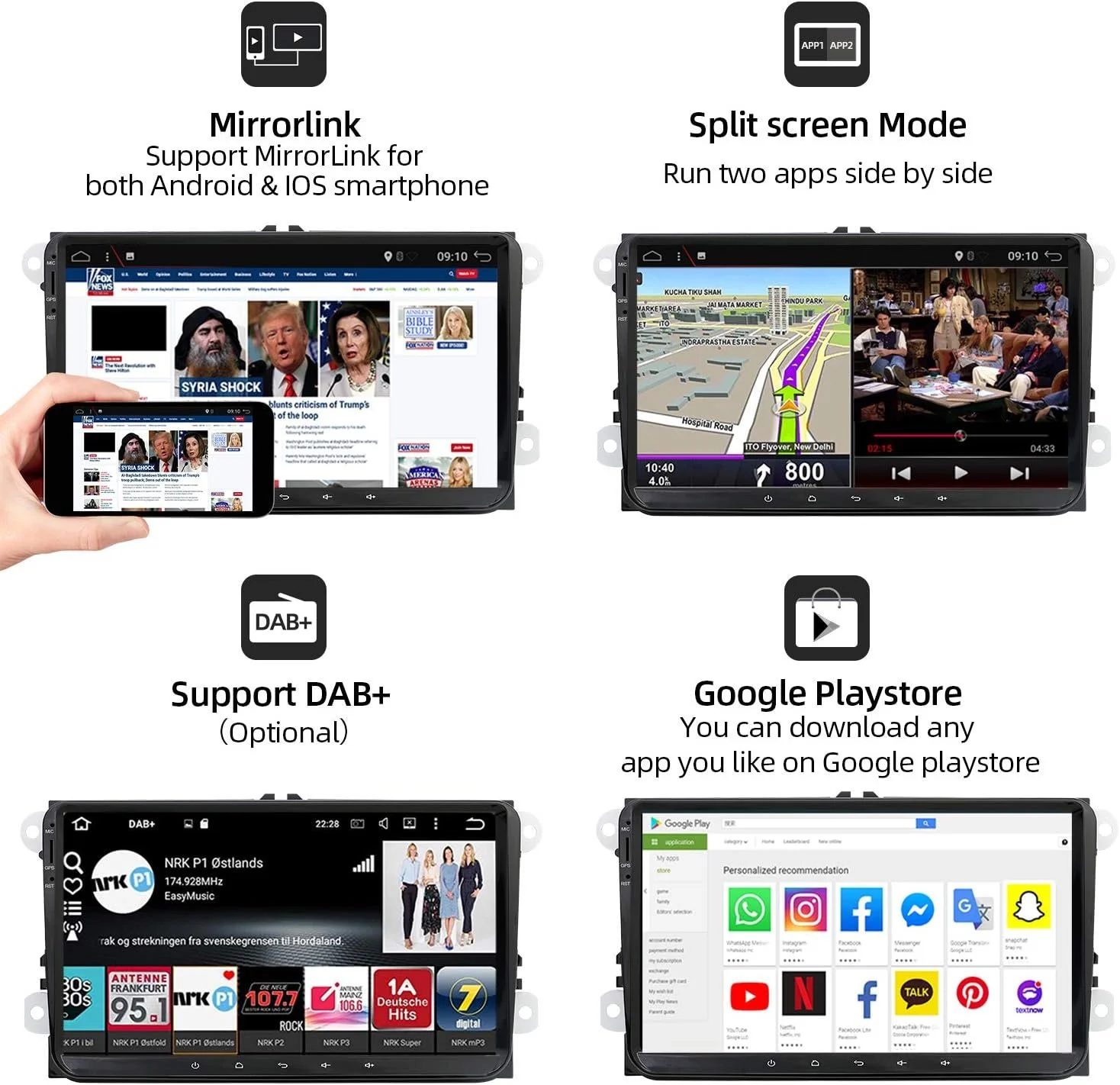 Штатная автомагнитола JOYX PX6 для VW Golf/Skoda/Seat/Polo / 9" / Сенсорная / 4/64Гб / Android 11 / Bluetooth / WI-FI / GPS / USB, фото №3