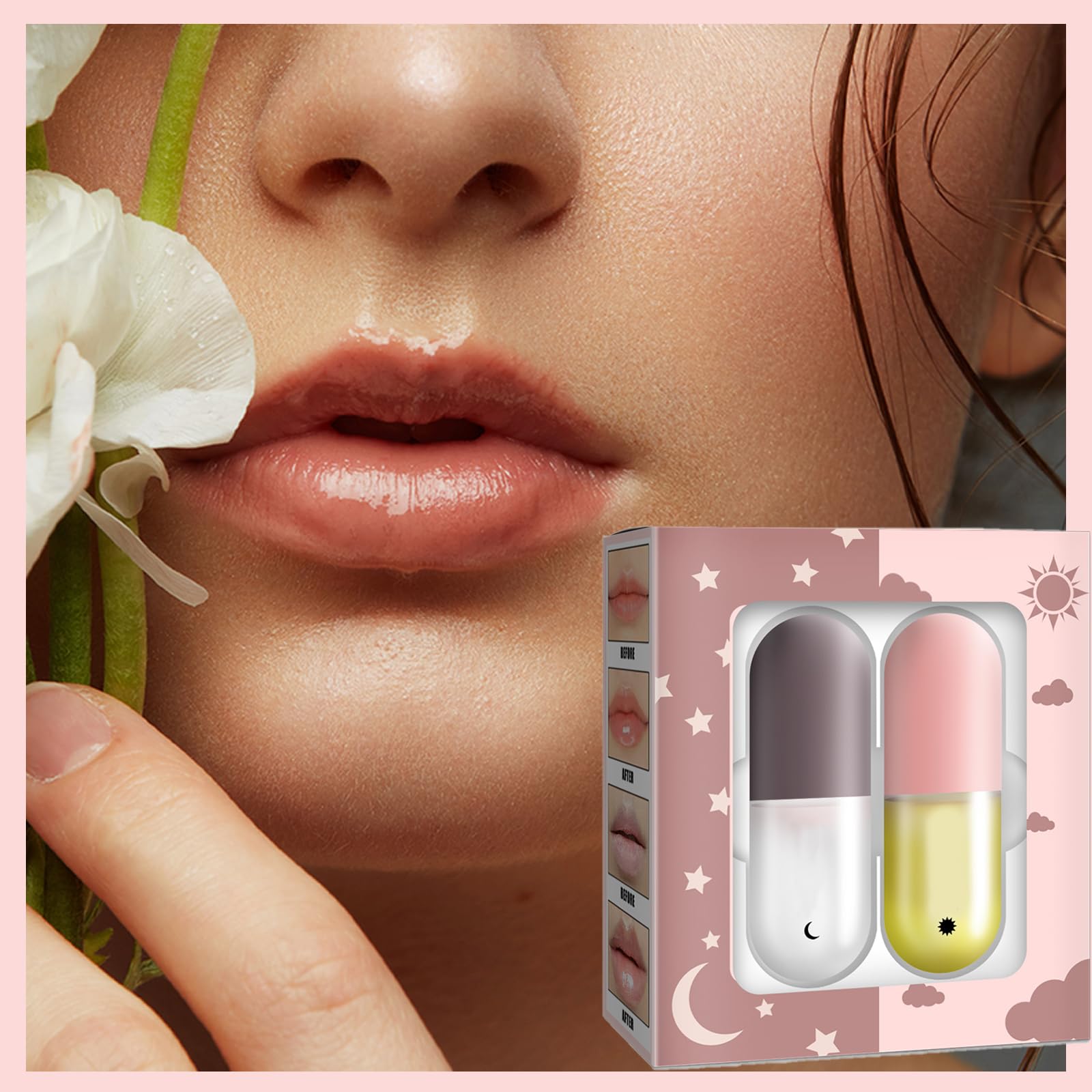 Набор для губ 2 шт. Lip Filler Natural Lip Filler Lip Gloss Lip Enhancer and Lip Care Serum Day & Night Cream, фото №7