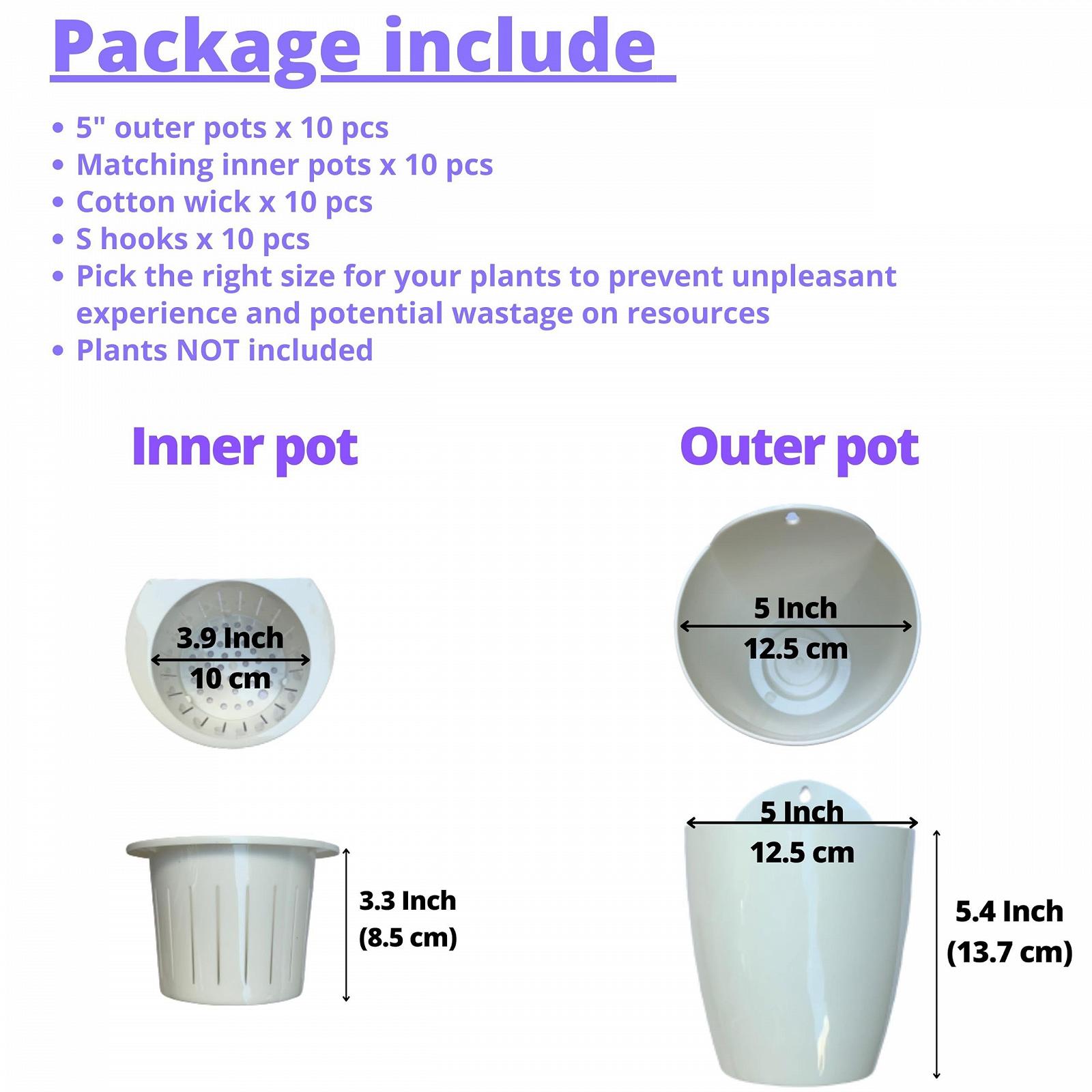 Настінні кашпо LáLáGreen 10 шт. з автополивом Білі, фото №2 Настінні кашпо LáLáGreen 10 шт. з автополивом Білі, фото №2