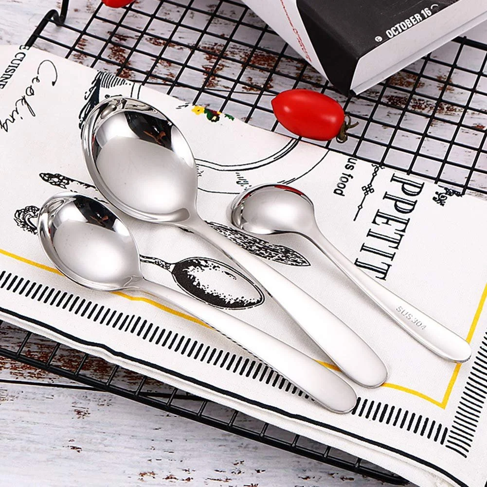 Ложки суповые SHULI для детей, из нержавеющей стали, бульонные, классические, столовые ложки, салатные ложки, для ресторана, дома, средние, 6 штук, фото №4
