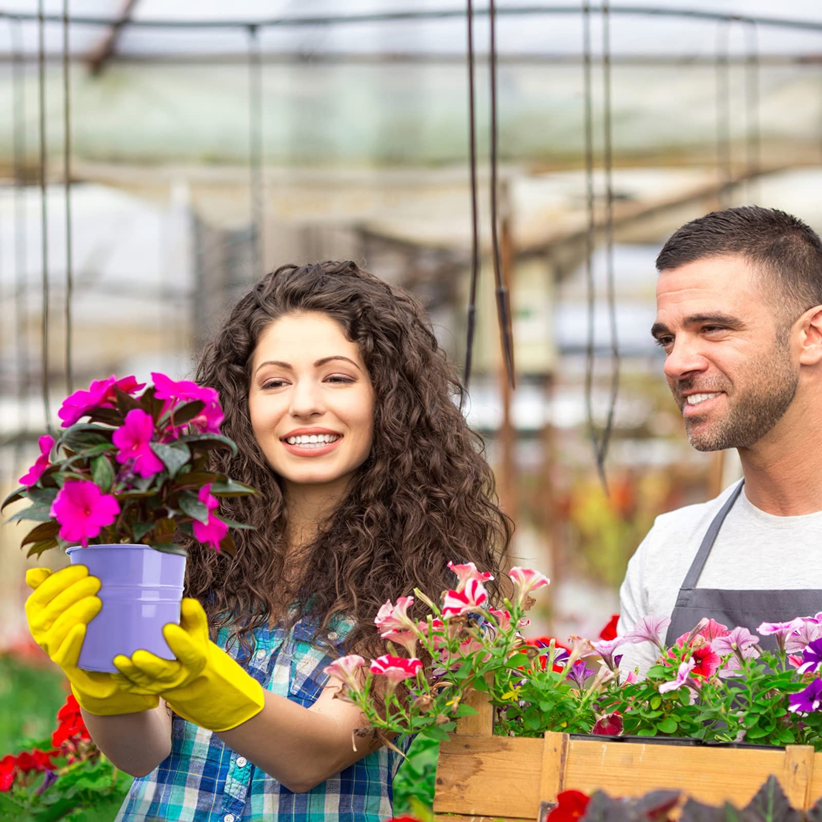 Підвісні кашпо-відерця для квітів GIOVARA металеві з дренажними отворами, 10 кольорів, 10 шт., фото №3
