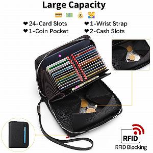 Кошелек SENDEFN Женский Кожаный Держатель для кредитных карт с RFID защитой A04 - черный, органайзер synthetic.ua - Фото 1