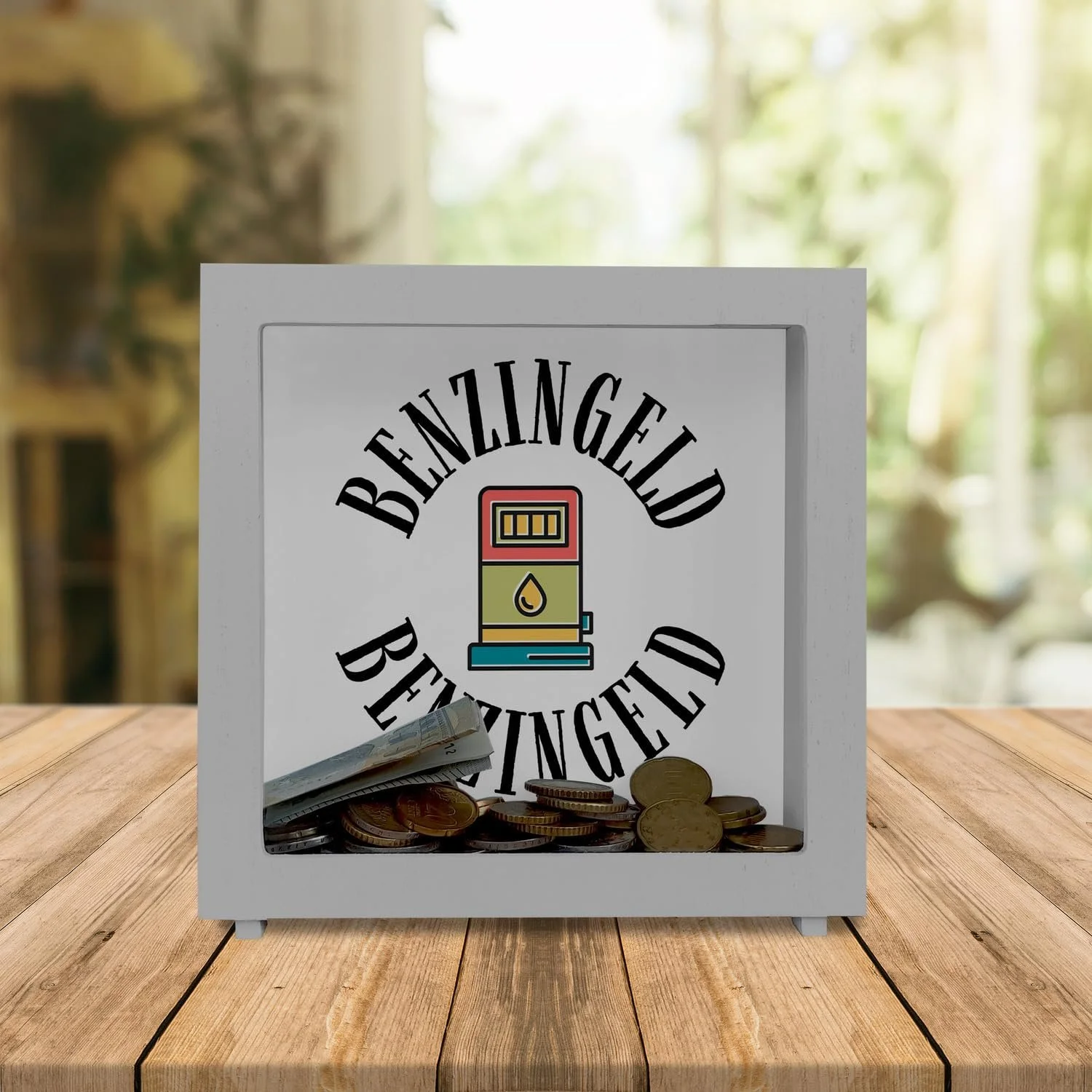 Скарбничка-рамка дерев'яна для грошей на бензин, фото №2