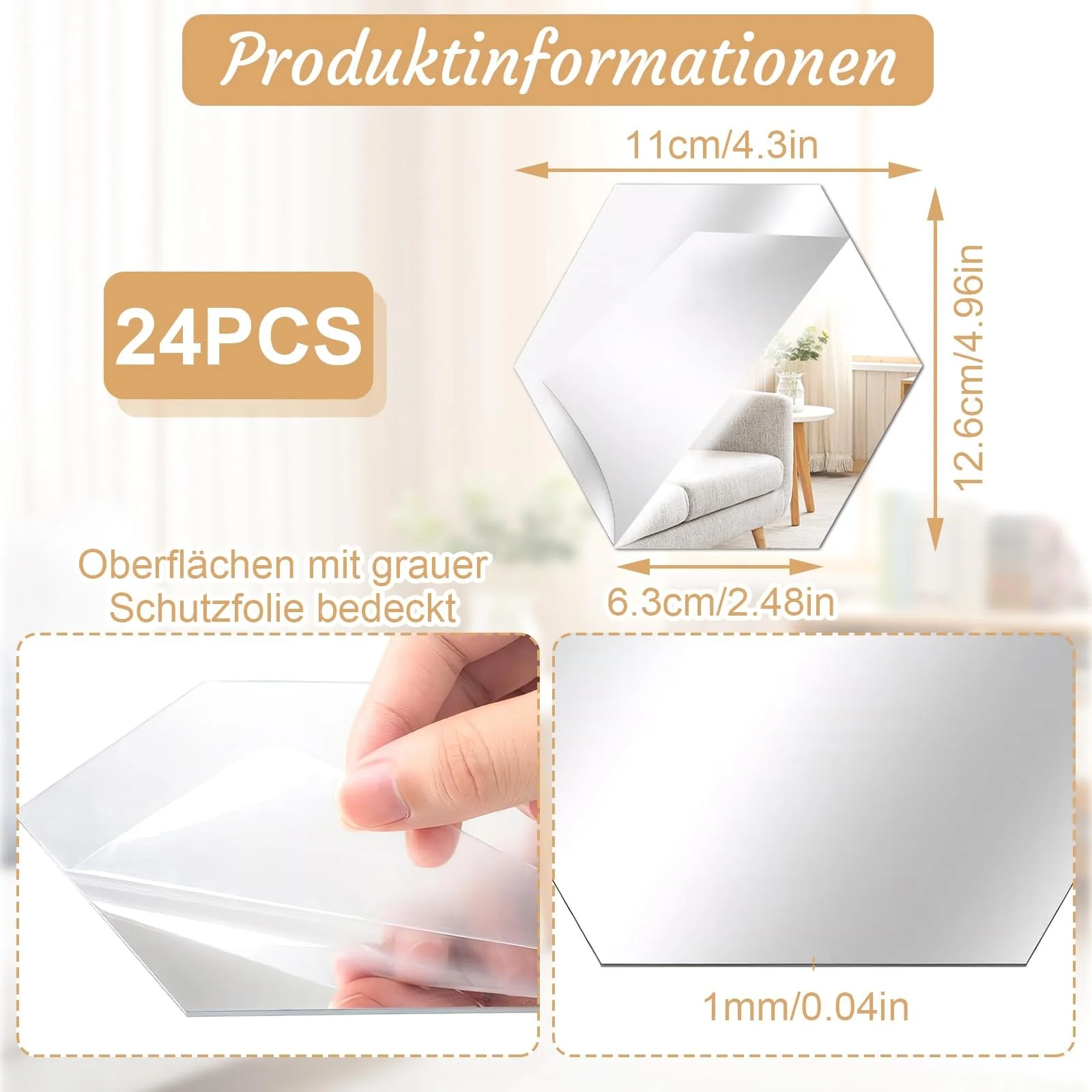 Дзеркальні наклейки Hexagon Mirror Acrylic 24 шт. Самоклеючі Шестикутні, фото №5 Дзеркальні наклейки Hexagon Mirror Acrylic 24 шт. Самоклеючі Шестикутні, фото №5