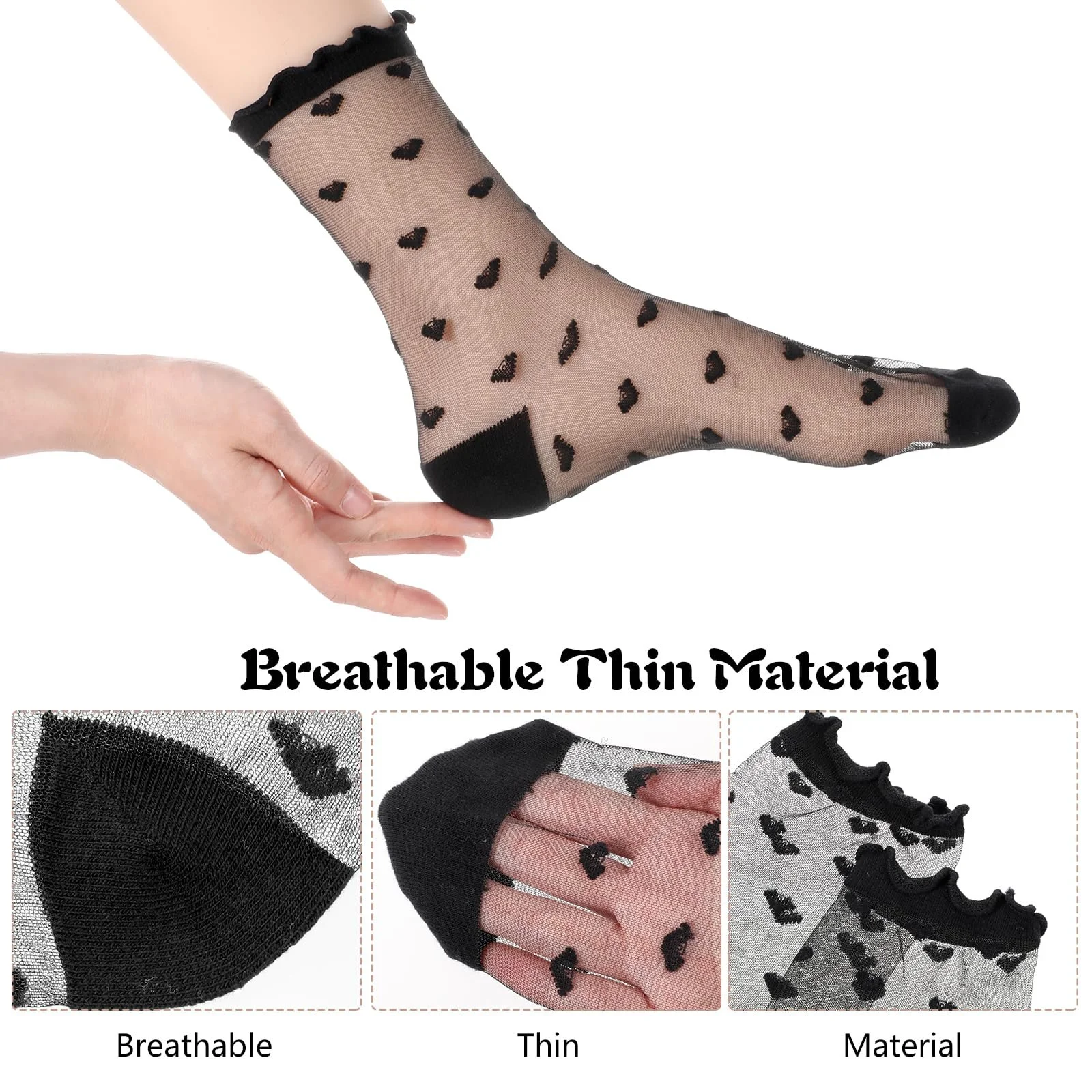 Прозрачные носки Lusofie из нейлона, 6 пар, фото №3 Прозрачные носки Lusofie из нейлона, 6 пар, фото №3