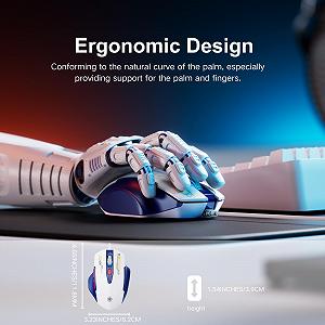 Миша Uineer дротова, ергономічний дизайн, до 7200 DPI регульована, 6 кнопок, для комп'ютера, ПК, ноутбука, Plug & Play, синьо-біла synthetic.ua - Фото 1