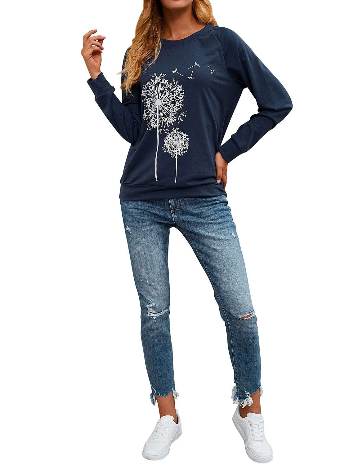 Женский свитшот Dresswel Одуванчик с длинными рукавами, принт одуванчика, осенне-зимний пуловер, блузка, топы, фото №4 Женский свитшот Dresswel Одуванчик с длинными рукавами, принт одуванчика, осенне-зимний пуловер, блузка, топы, фото №4