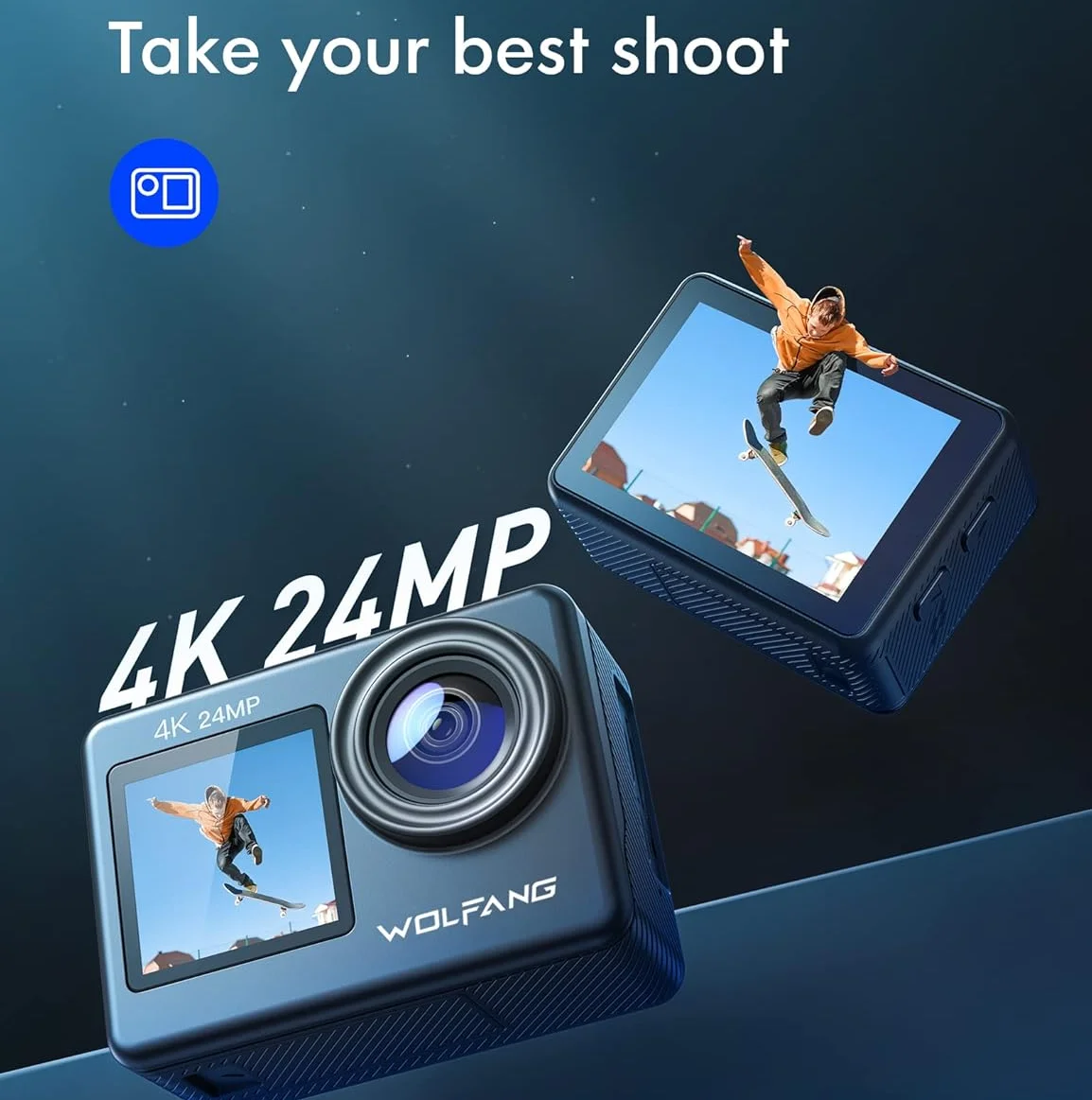 Екшн-камера WOLFANG GA200 / 170° / 24Мп / 4К / 30fps / WiFi / Вологозахищена / Чорний, фото №6