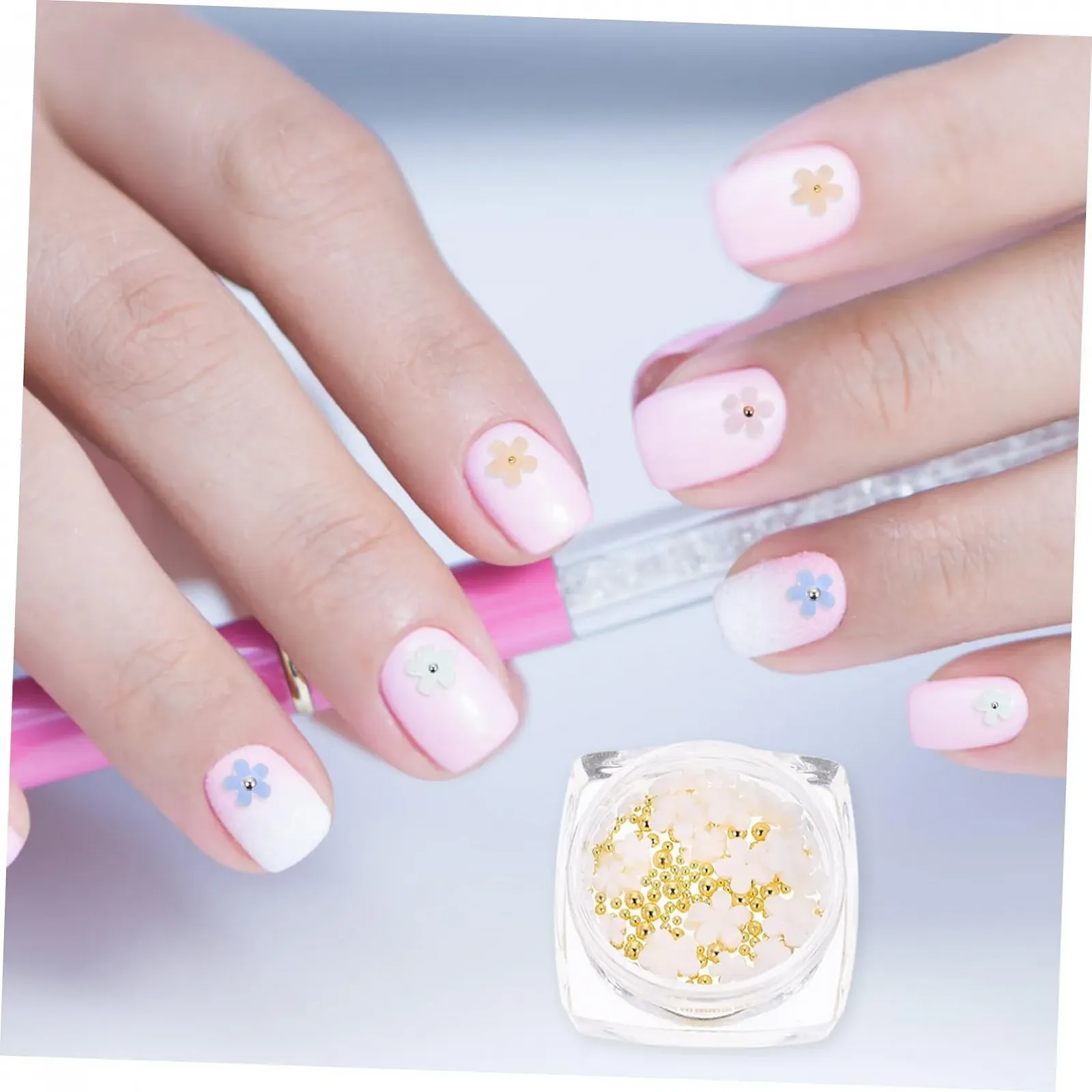 Украшения для ногтей Цветы 3D FRCOLOR 24 коробки Жемчуг Стальные шарики, фото №4