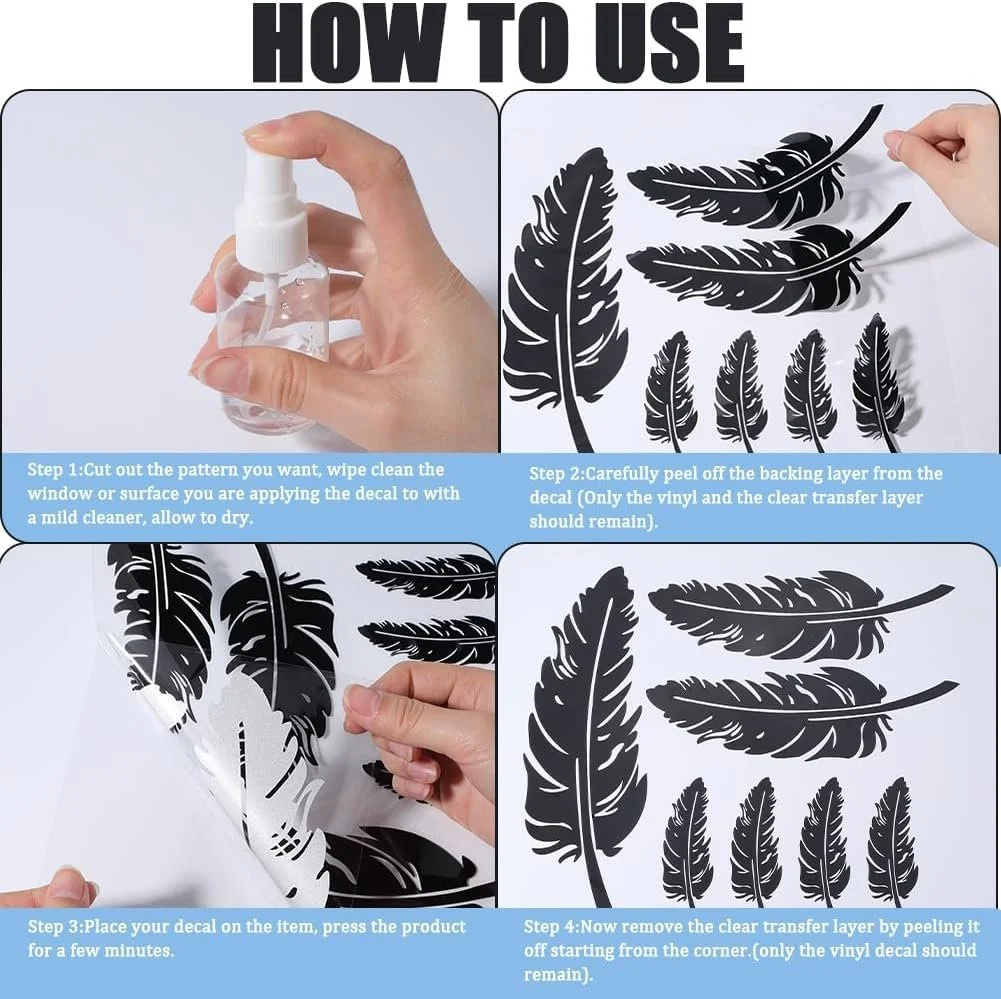 Наклейка на стіну Пір'я 8 штук Світловідбивальна Сріблястий та білий, фото №5