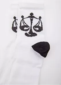 Жіночі шкарпетки білі з принтом знак зодіаку Терези synthetic.ua - Фото 1