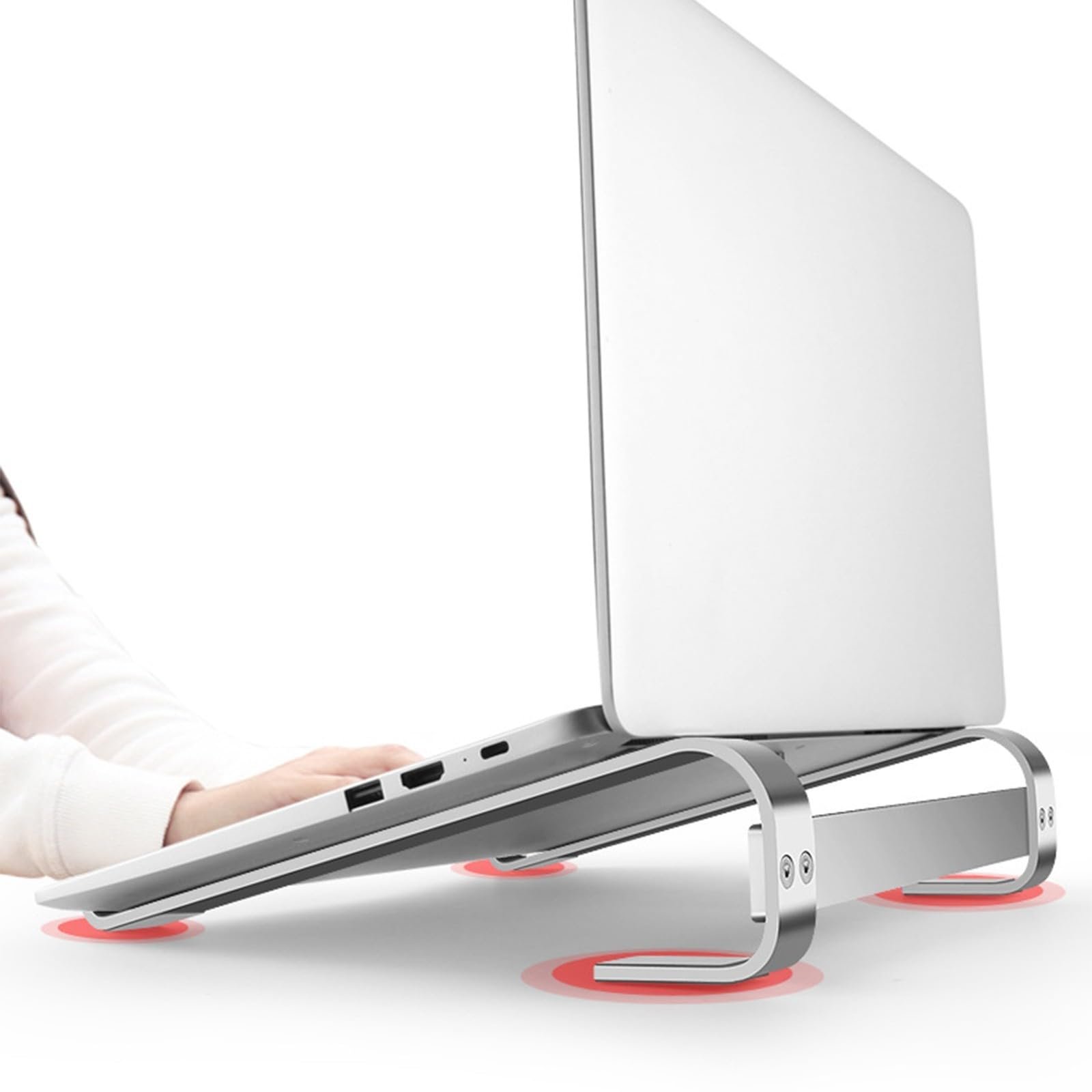 Підставка для ноутбука алюмінієва ергономічна з нековзною силіконовою основою для ноутбуків 25,4-45,7 см, фото №4