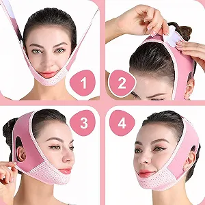V-образная Лифтинг Маска V Shape для Подтяжки Лица, Уменьшения Двойного Подбородка, Лифтинга Щек, Подбородка, Похудения Лица, Повязка для Лица для Женщин, Антивозрастная (Розовая) synthetic.ua - Фото 1