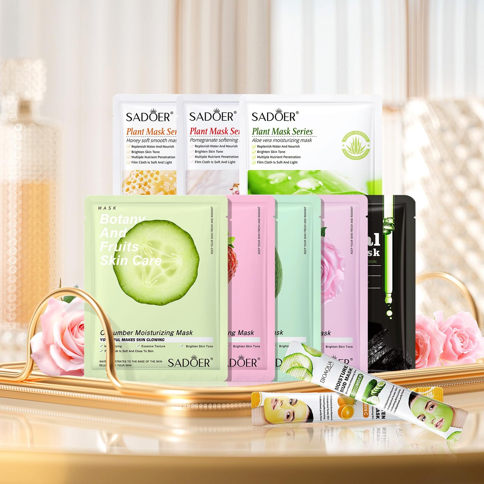 Маска для обличчя Набір для догляду за шкірою (Упаковка 8+2) Тканинна маска для обличчя з колагеном, фото №7