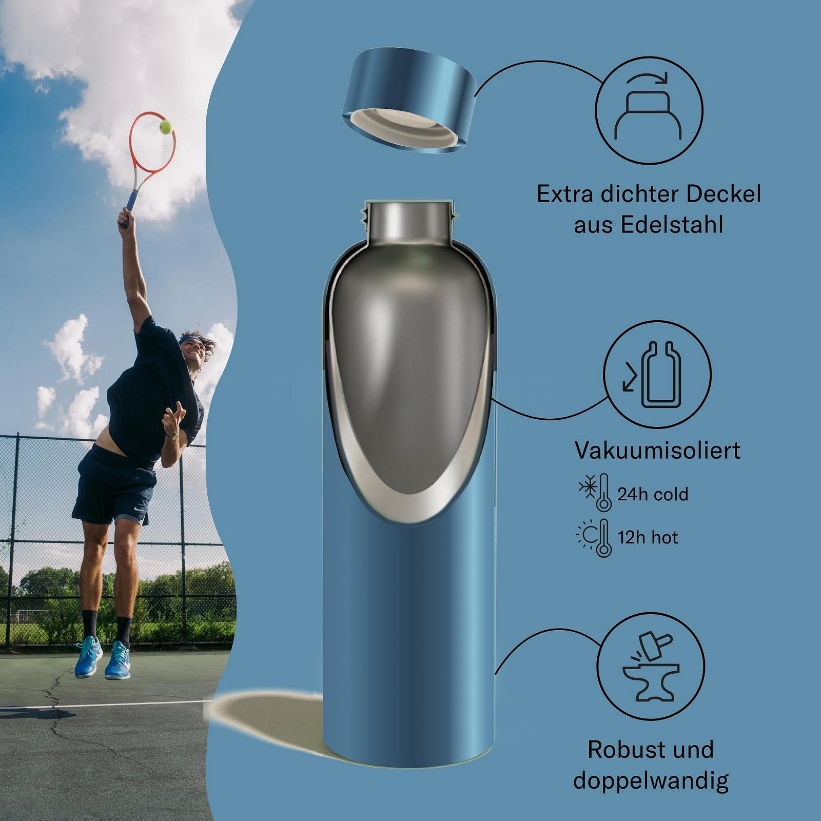 Пляшка-термос waterdrop Steel Bottle 600 ml подвійні стінки нержавіюча сталь, герметична, 24 години холоду, 12 годин тепла, ударостійка, фото №2 Пляшка-термос waterdrop Steel Bottle 600 ml подвійні стінки нержавіюча сталь, герметична, 24 години холоду, 12 годин тепла, ударостійка, фото №2