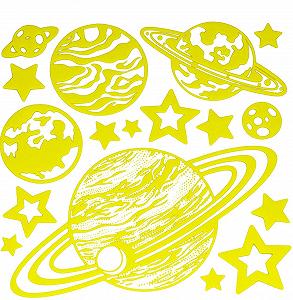 Наклейки на стіну та вікно Планети та зірки що світяться в темряві 17 шт. XL - Фото 1