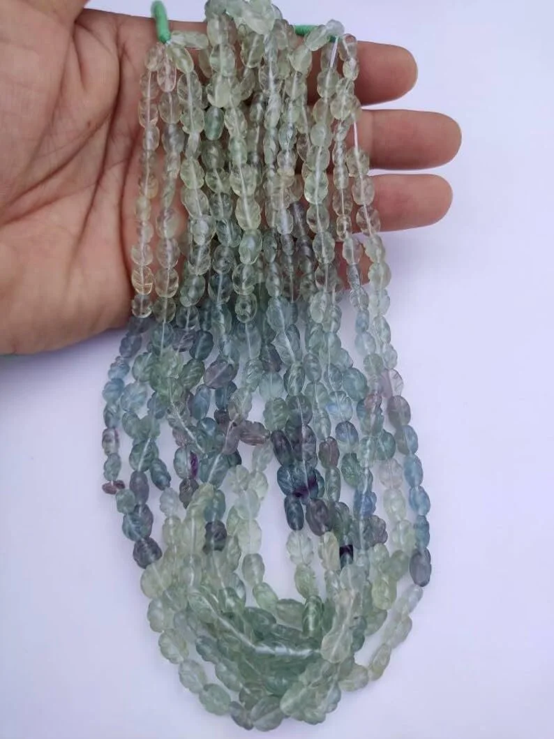 Бусины из натурального флюорита, гладкие, дыня, 6x8-7x9 мм, нить длиной 40 см бусин из драгоценных камней для ожерелья, браслета, фото №2