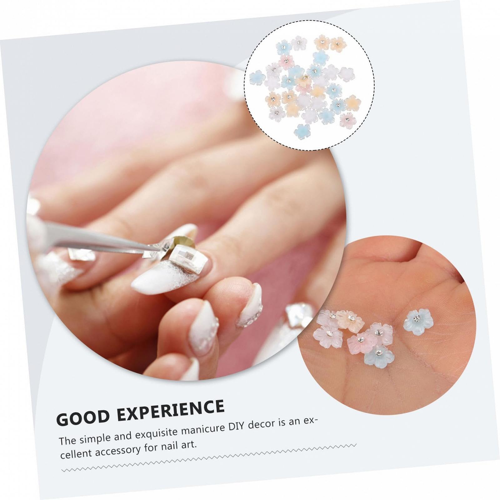 Украшения для ногтей 3D Цветы с блестящими камнями, 2 шт, фото №3