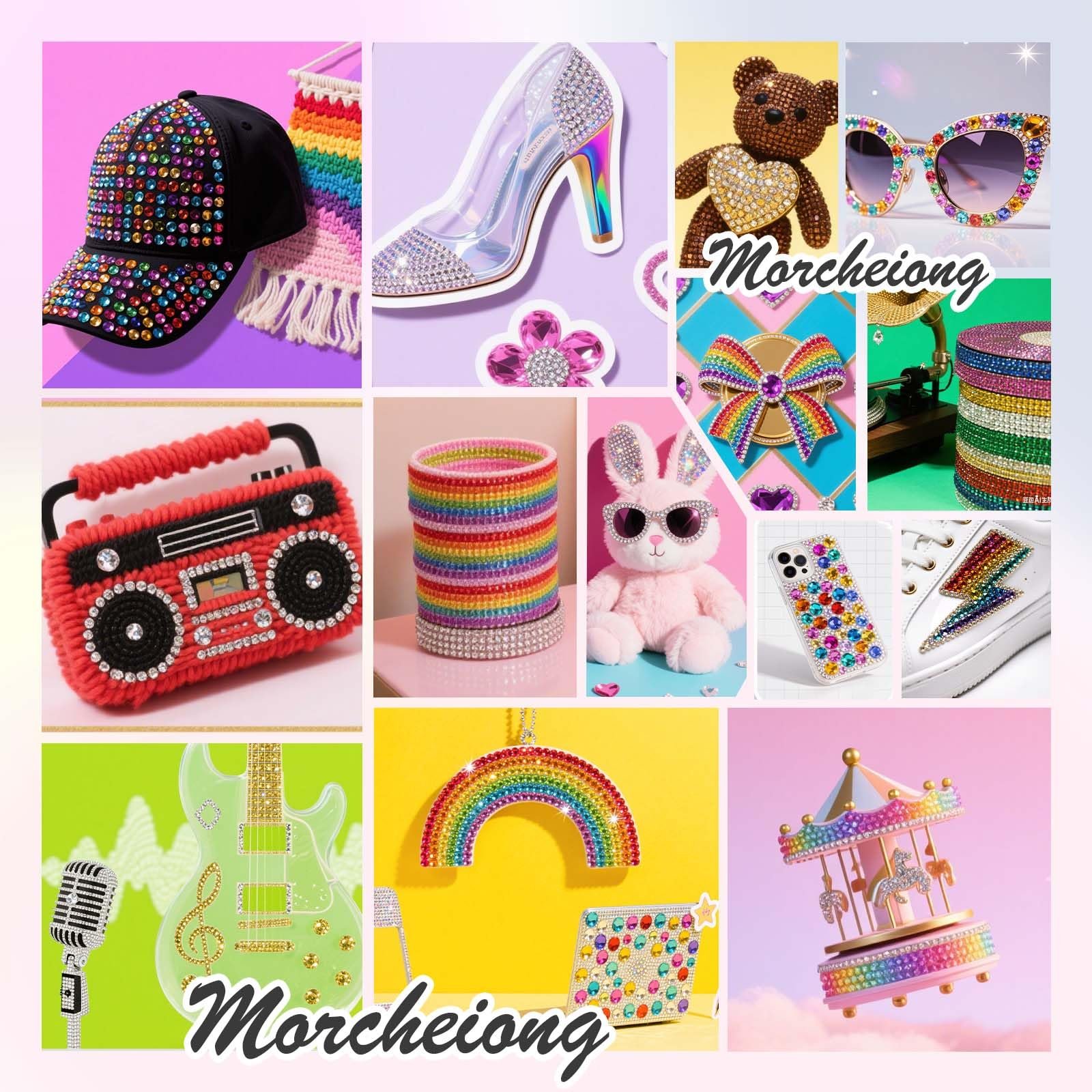 Стрази Morcheiong, 17000 шт, різнокольорові, 2-6 мм, блискучі камені з пінцетом, фото №6