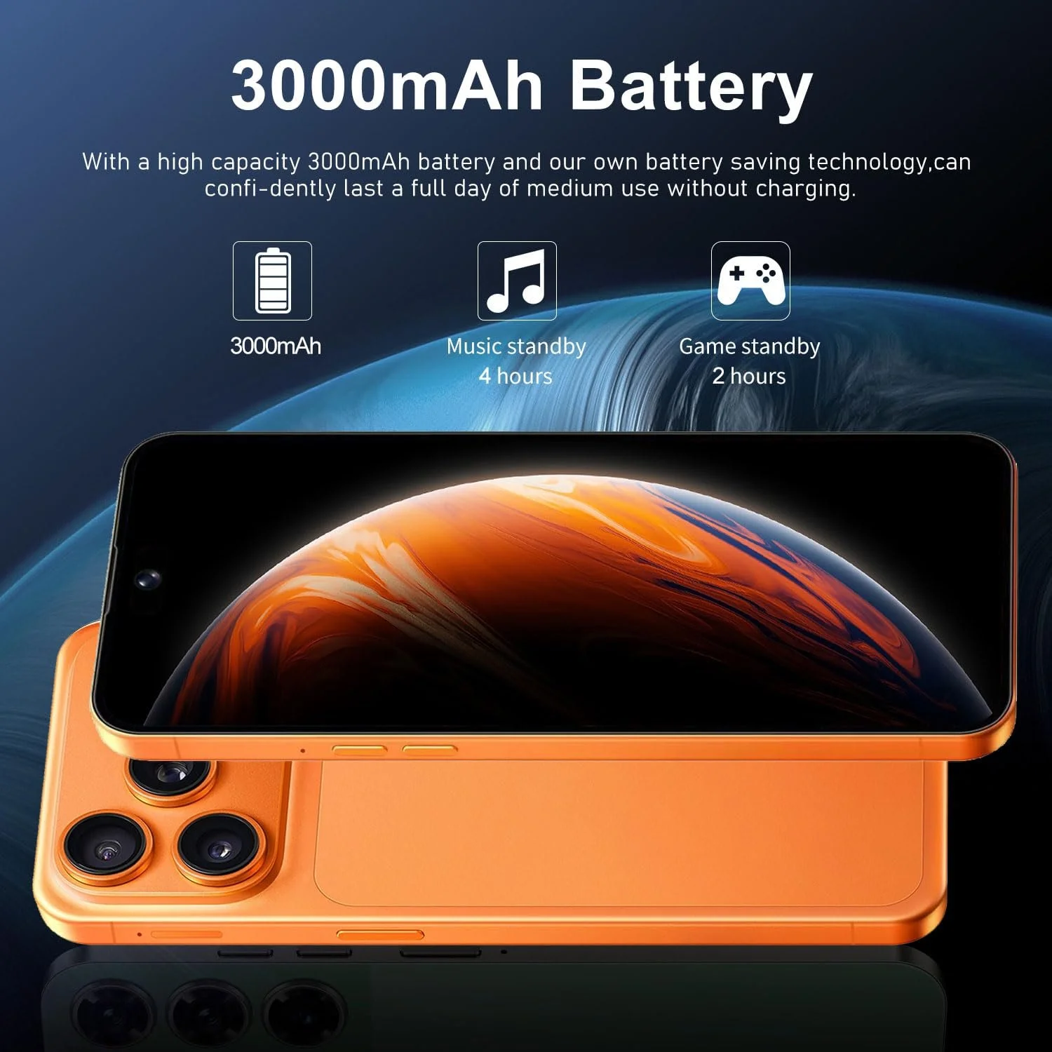 Смартфон Cell Phone 6.6" 2/16GB 3G Dual SIM Android 10.0 Orange, фото №2