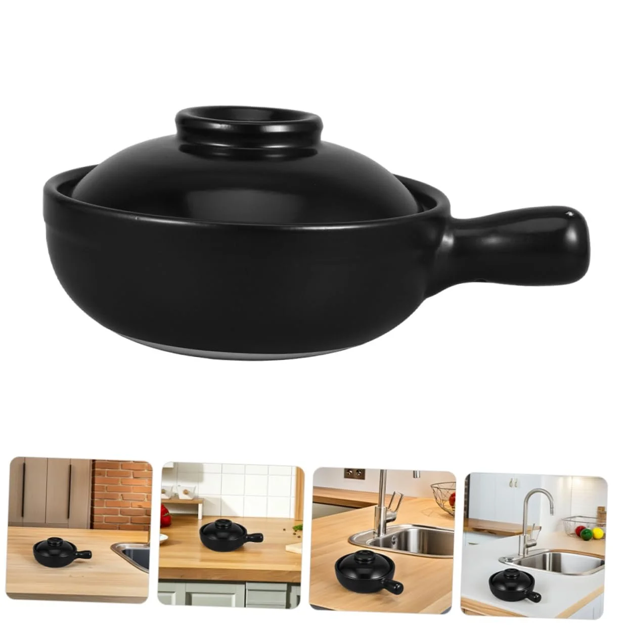 Горшок для приготовления глиняный с крышкой малый из натуральной терракоты многофункциональный для риса и супа, фото №7