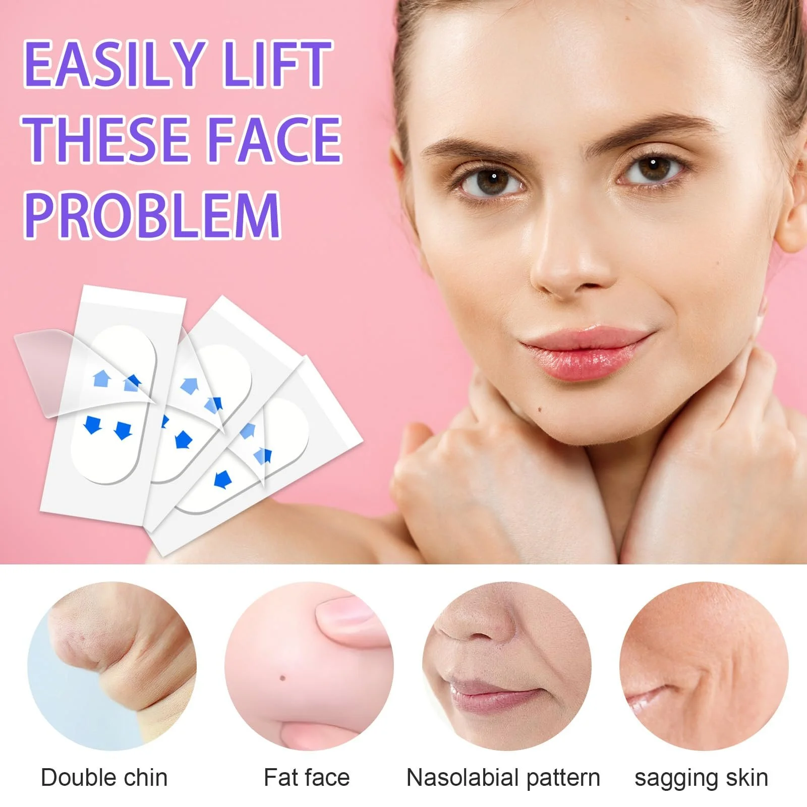 Стрічки для підтяжки обличчя Gjinxi Наліпка для підтяжки обличчя Невидима V-подібна (120 штук в упаковці), фото №4