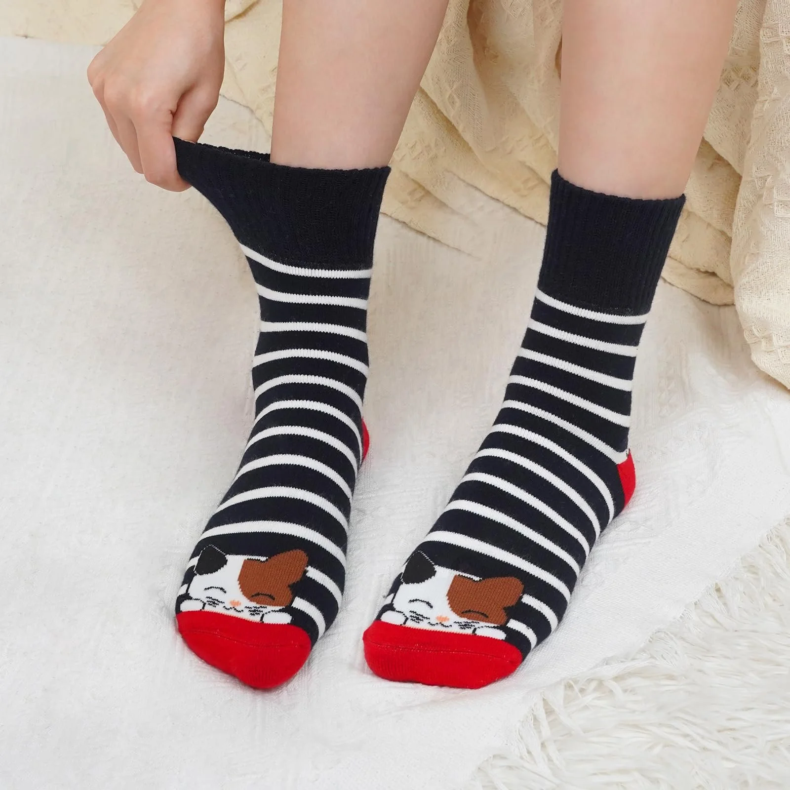 Термоноски PUTUO Женские, Зимние, Забавные Носки: Теплые махровые зимние носки для женщин - Разноцветные носки с рисунком для Рождества, 5 пар, размер 6-8, фото №5 Термоноски PUTUO Женские, Зимние, Забавные Носки: Теплые махровые зимние носки для женщин - Разноцветные носки с рисунком для Рождества, 5 пар, размер 6-8, фото №5