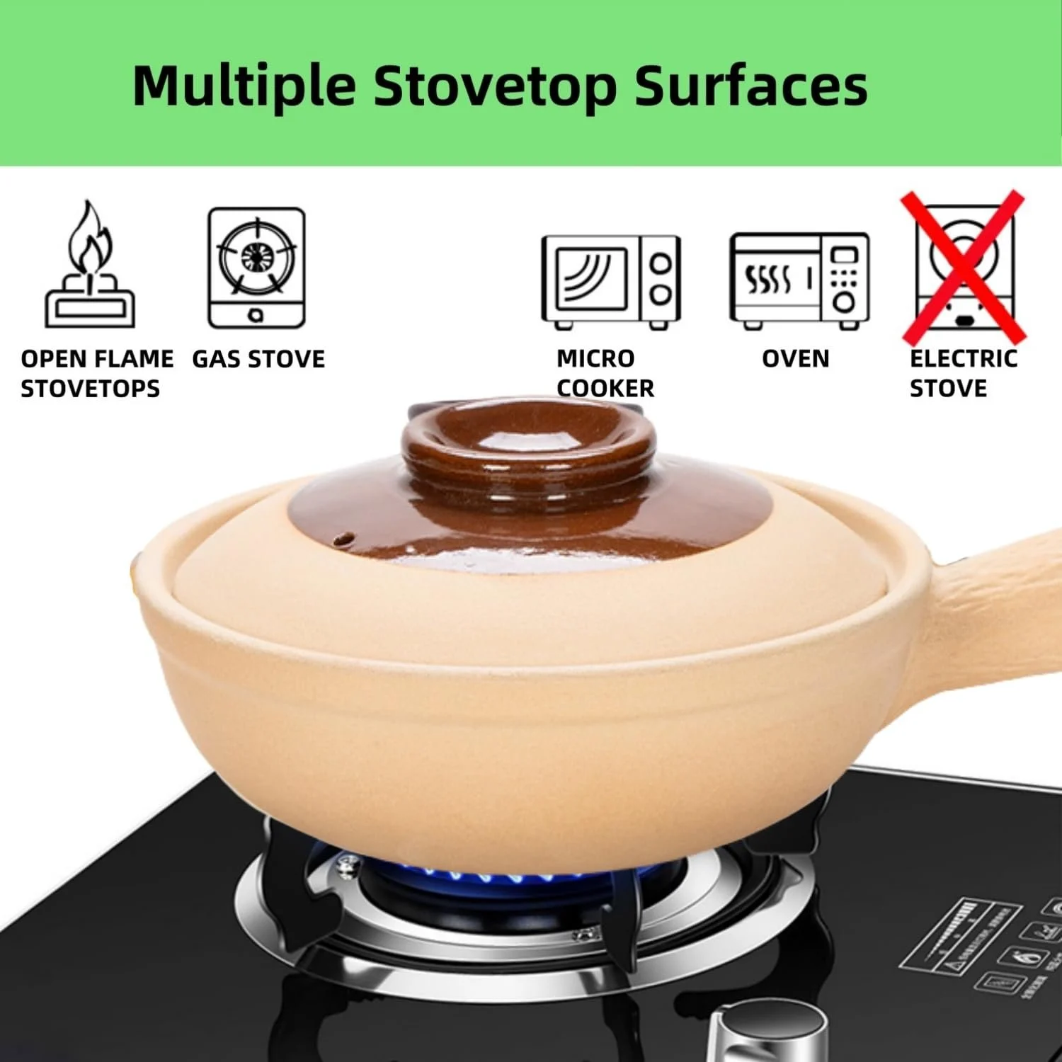 Горшок для запекания глиняный с одной ручкой в традиционном стиле керамический коричневый, фото №3