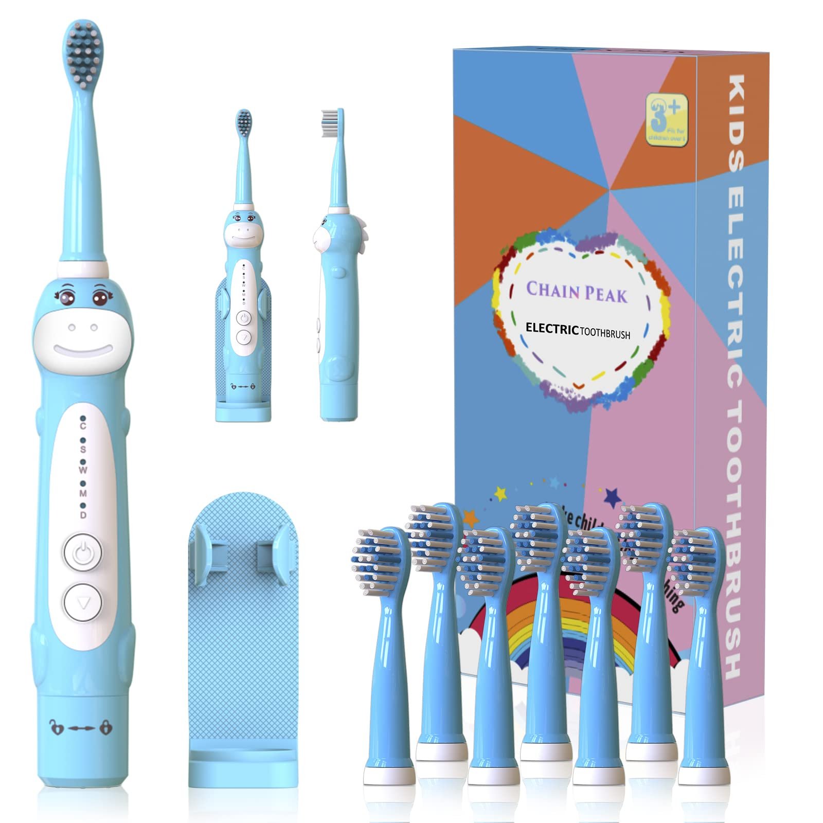 Дитяча електрична звукова зубна щітка CHAIN Peak Dinosaur 5 режимів таймер 2 хвилини, фото №1