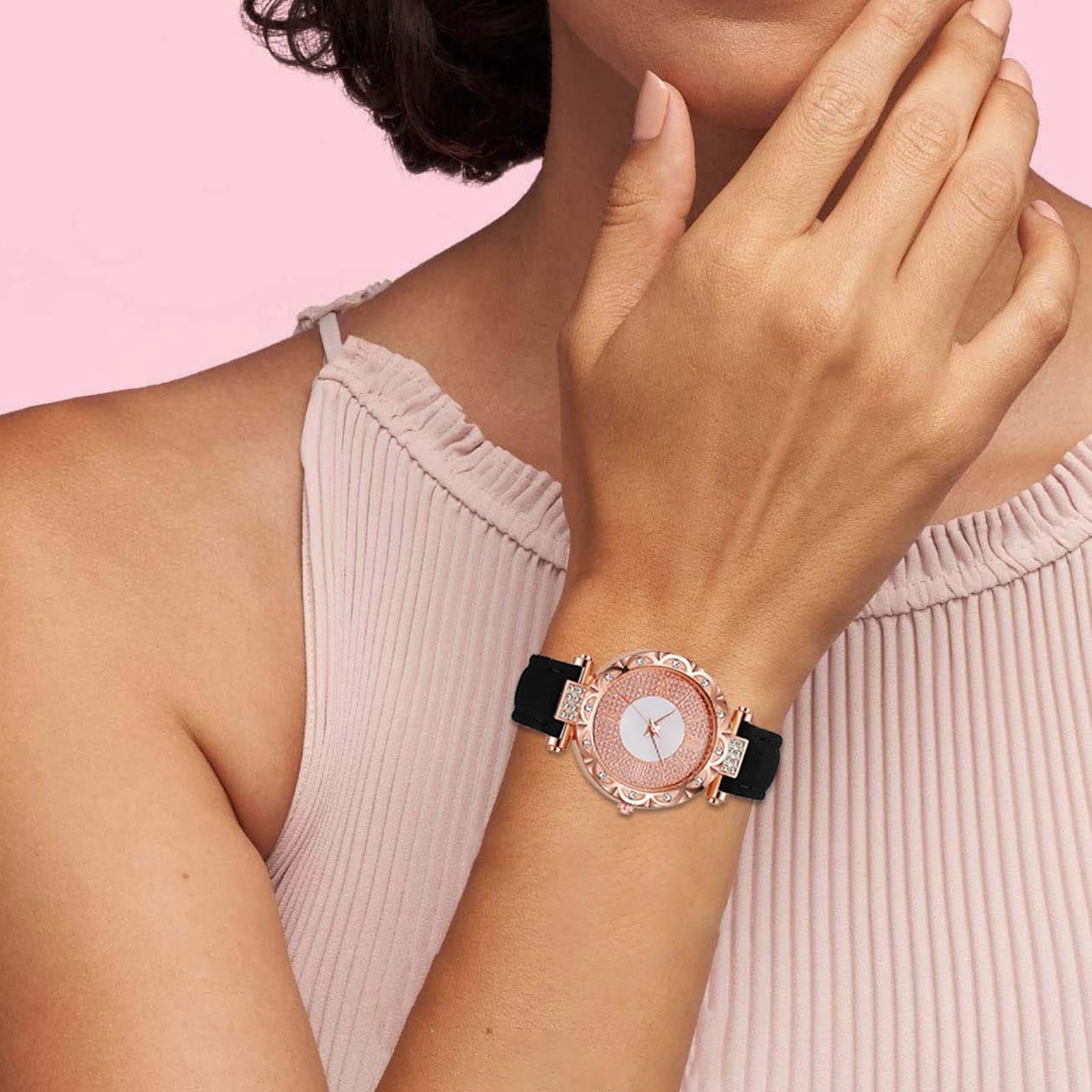 Женские Часы Кожаный Ремешок Аналоговые Кварцевые Стильные Женские Часы из сплава, Идеально подходит для любого случая, Функция отображения, Унисекс, Универсальные варианты комбинаций, Идеальный Тонкий, фото №3