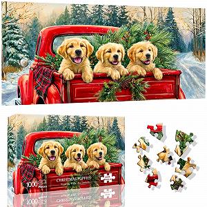 Пазл VAIIEYO Різдвяне цуценя 1000 елементів 41 x 80 см - Фото 1