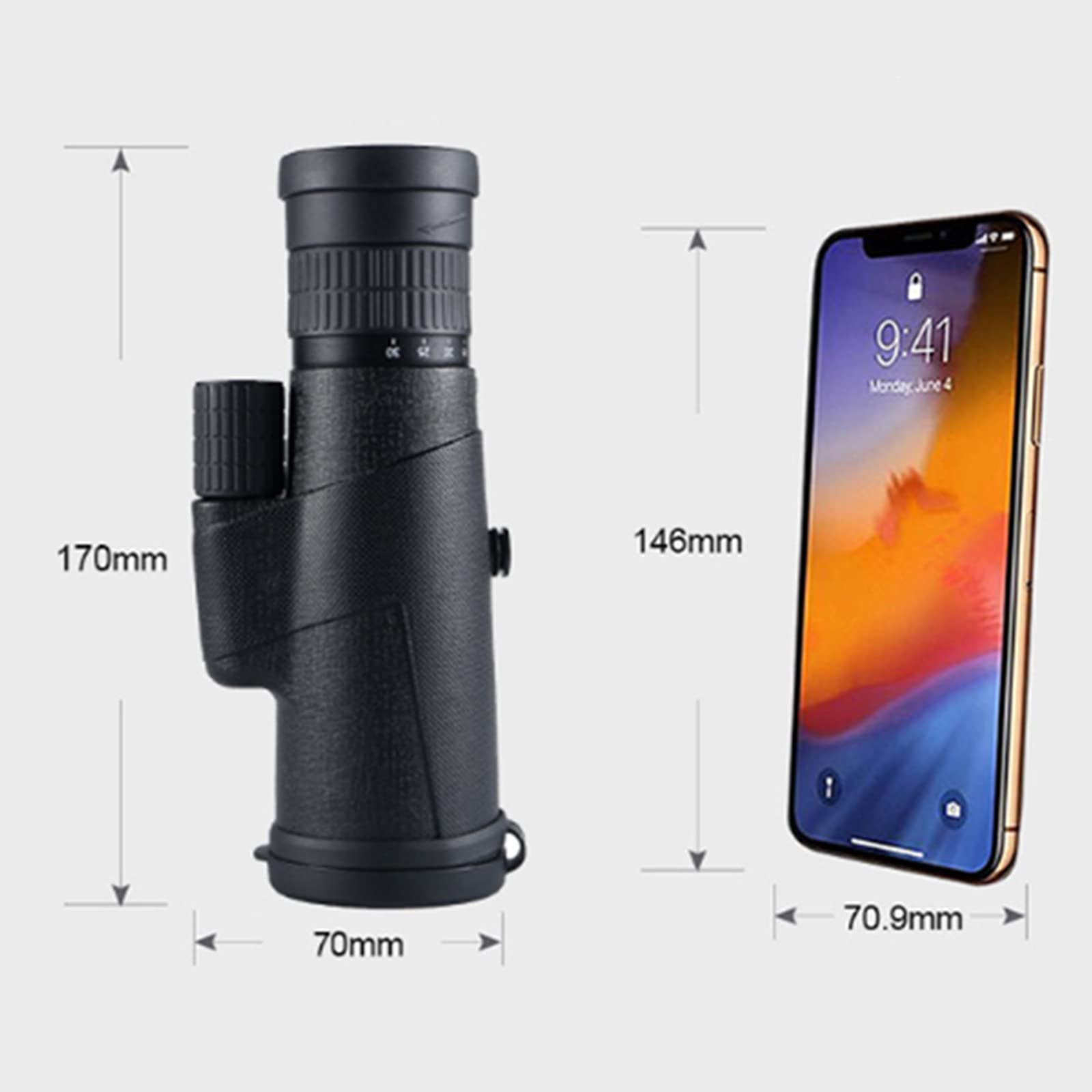 Монокуляр DERBUT з телефоном адаптером і міні-штативом водонепроникний, фото №3