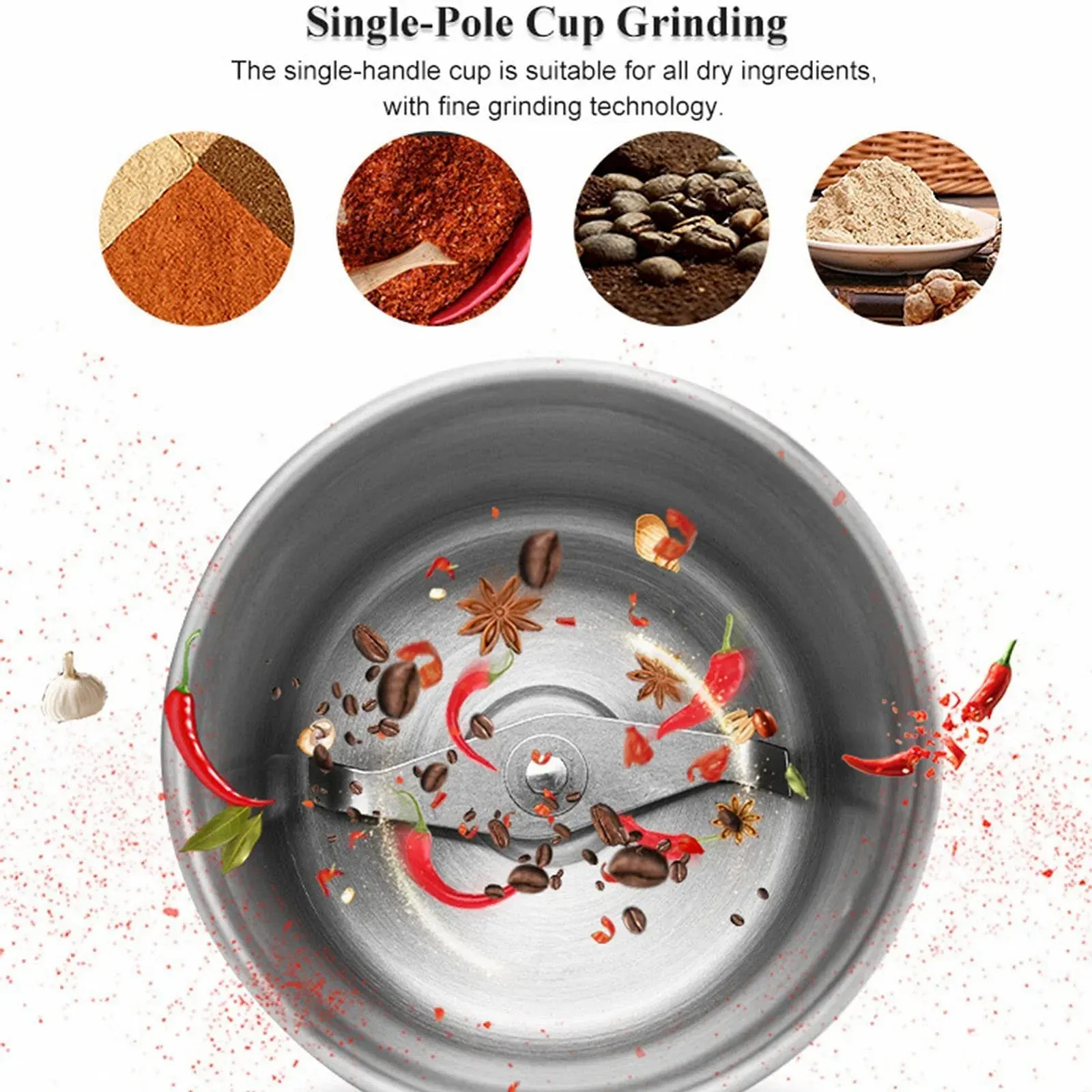 Электрическая кофемолка Зерновая мельница Измельчитель Быстростной, фото №2