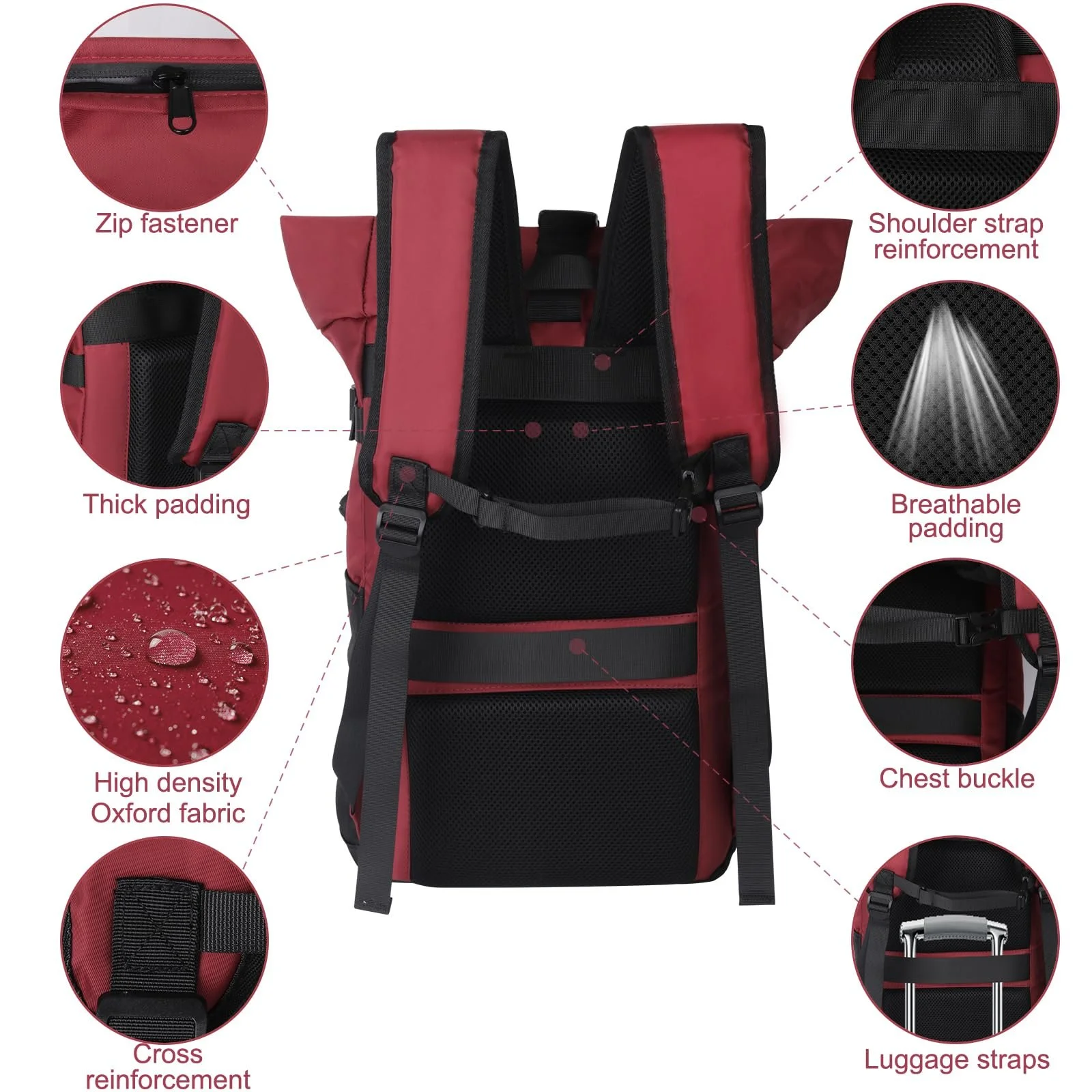 Рюкзак Rolltop для ноутбука 17.3 дюйма водонепроникний 28 л Red, фото №4 Рюкзак Rolltop для ноутбука 17.3 дюйма водонепроникний 28 л Red, фото №4