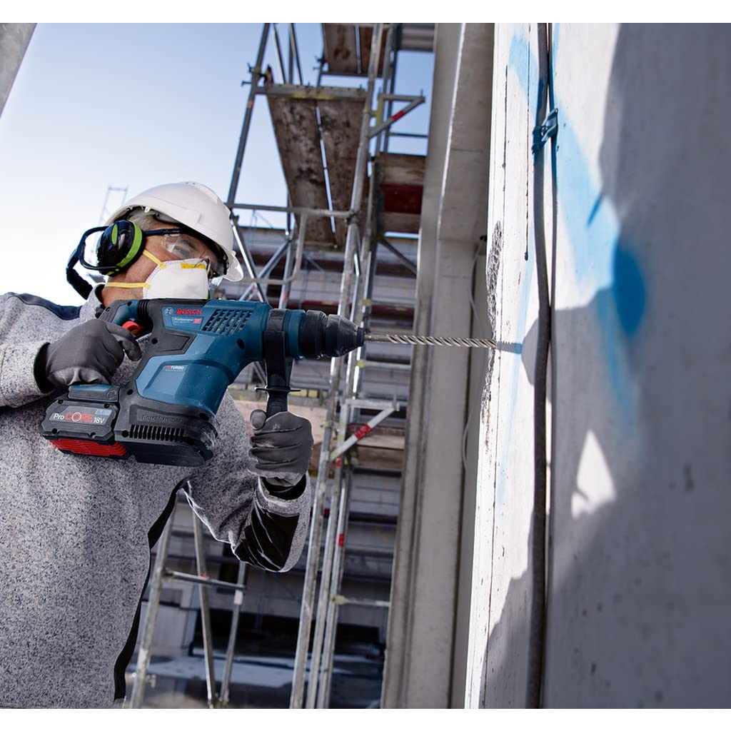 Перфоратор Bosch Professional BITURBO GBH 18V-34 CF с аккумулятором (с патроном SDS plus, 5.8 Дж, вкл. Bluetooth модуль, дополнительная рукоятка, ограничитель глубины, без батарей и зарядного устройства, в кейсе), фото №4