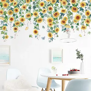 Наклейка на стіну Runtoo Соняшник Звисаюча лоза Вінілова Напівглянцева - Фото 1
