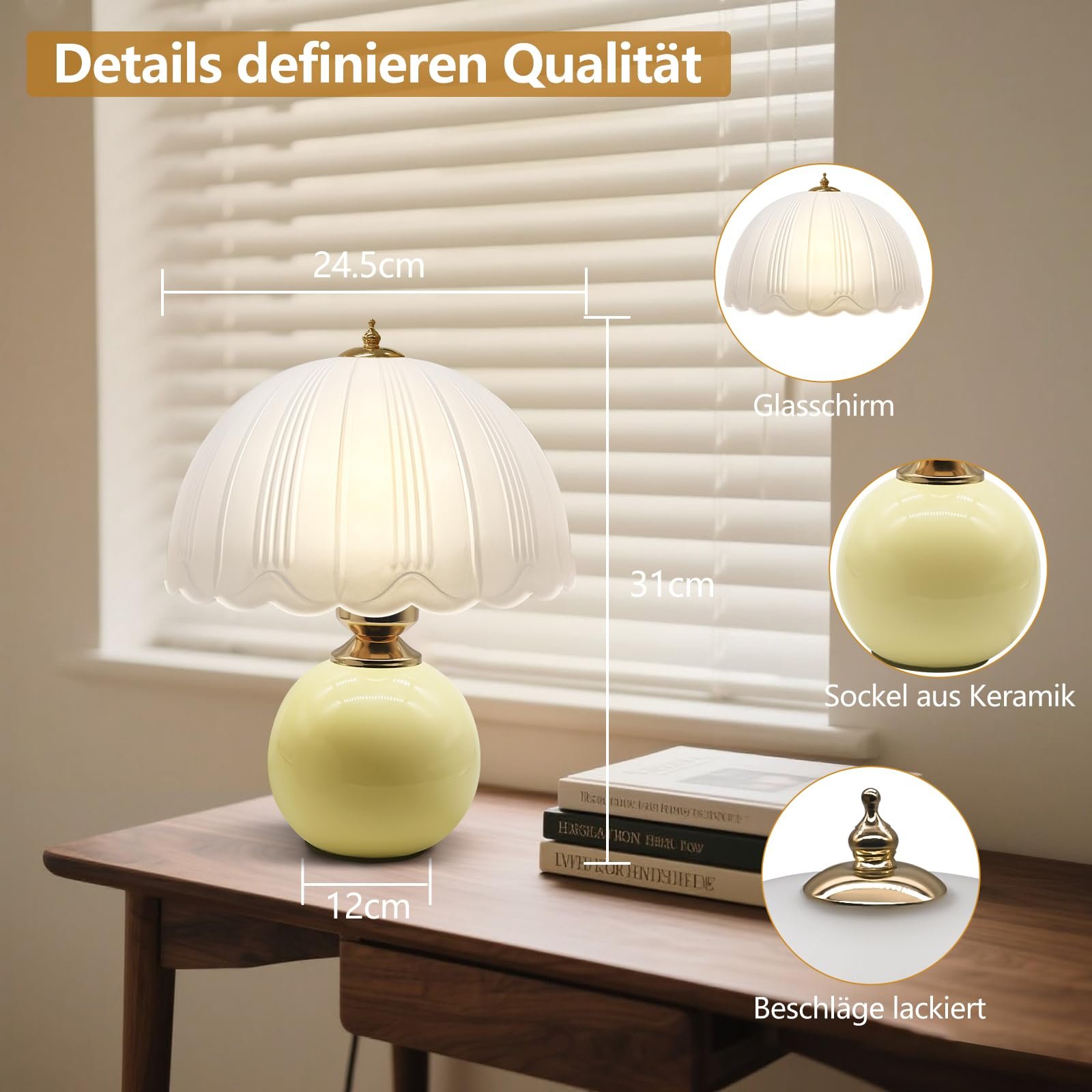 Настільна лампа LED Гриб Керамічна 3 колірні температури 3000 K/4500 K/6000 K Білий, фото №4